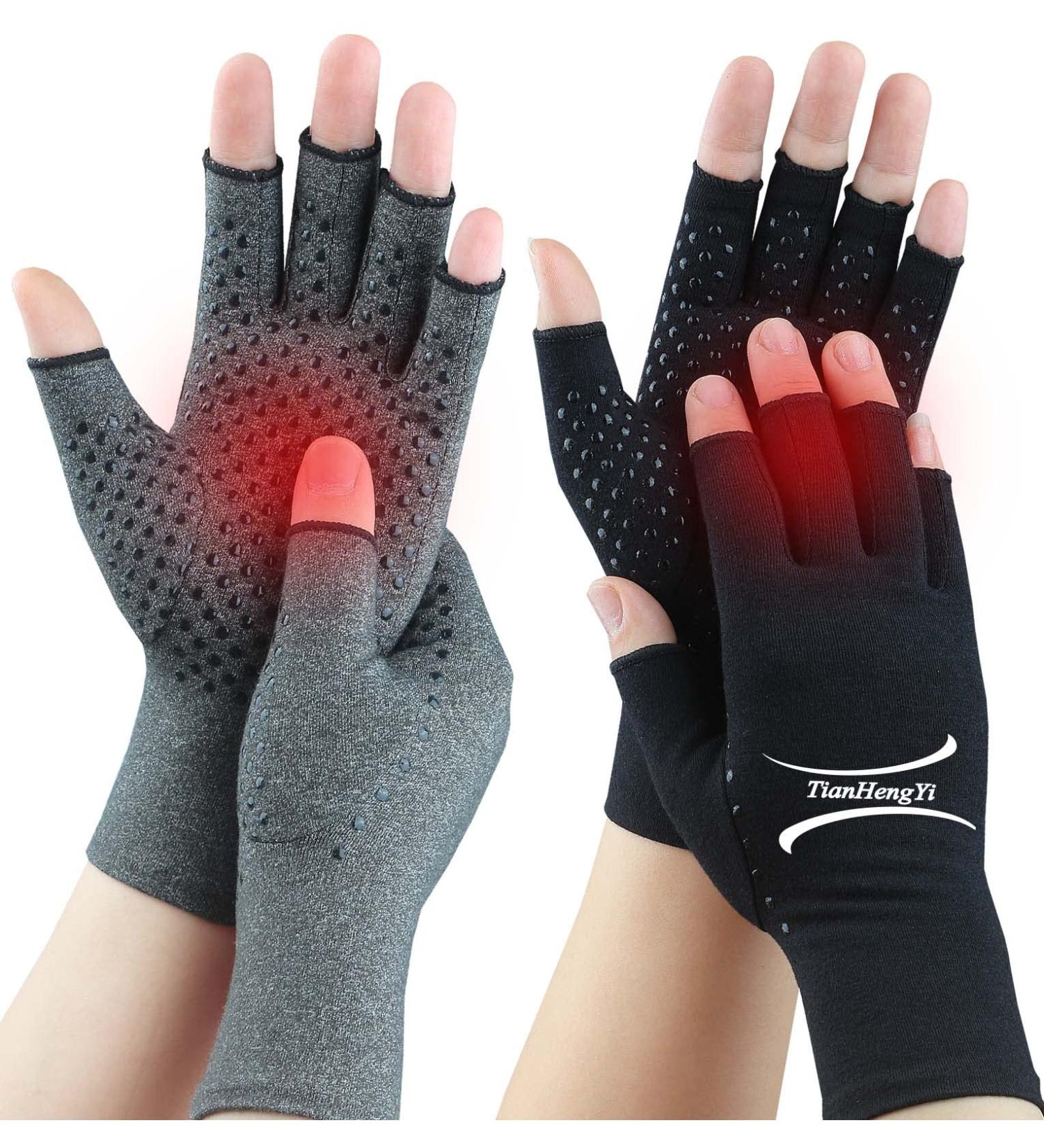 2 Pairs Arthritis Compression Gloves for Pain Relief - Small Grey1+Pure Black1 - Buy Online on GoSupps.com
