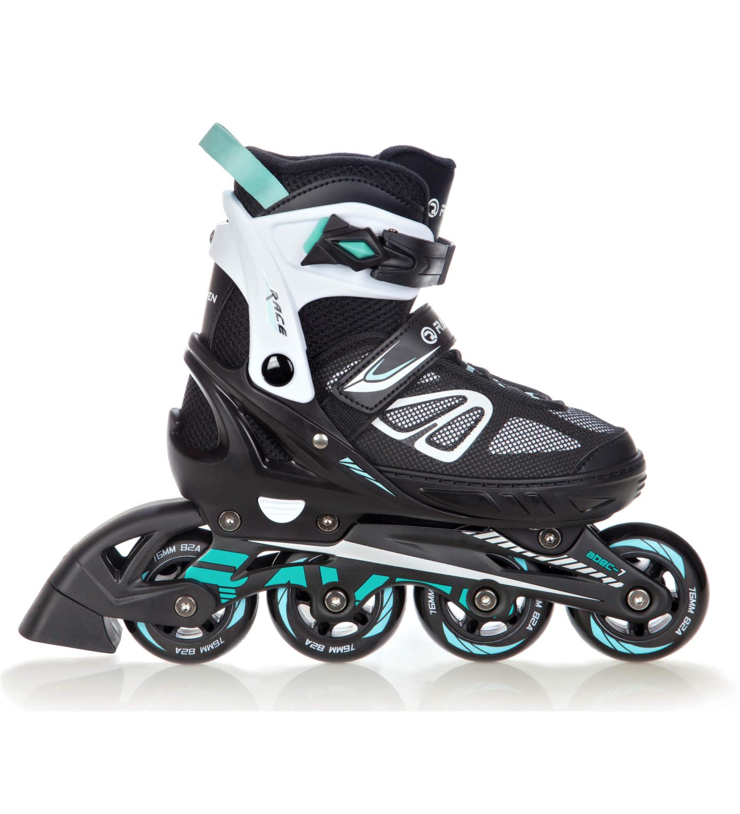 Raven Adjustable Inline Skates 2-in-1 | Advanced ABEC7 Softboot Double Shock Absorb System | Black/Mint Size 35-39 - Buy Online on GoSupps.com
