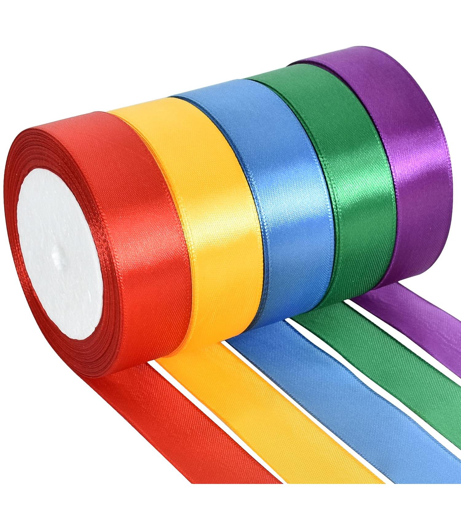 TONIFUL 1 x 125 Yards Satin Ribbon Rolls - Mixed Dark Color Set for Gift Wrapping and Crafting - Buy Online on GoSupps.com