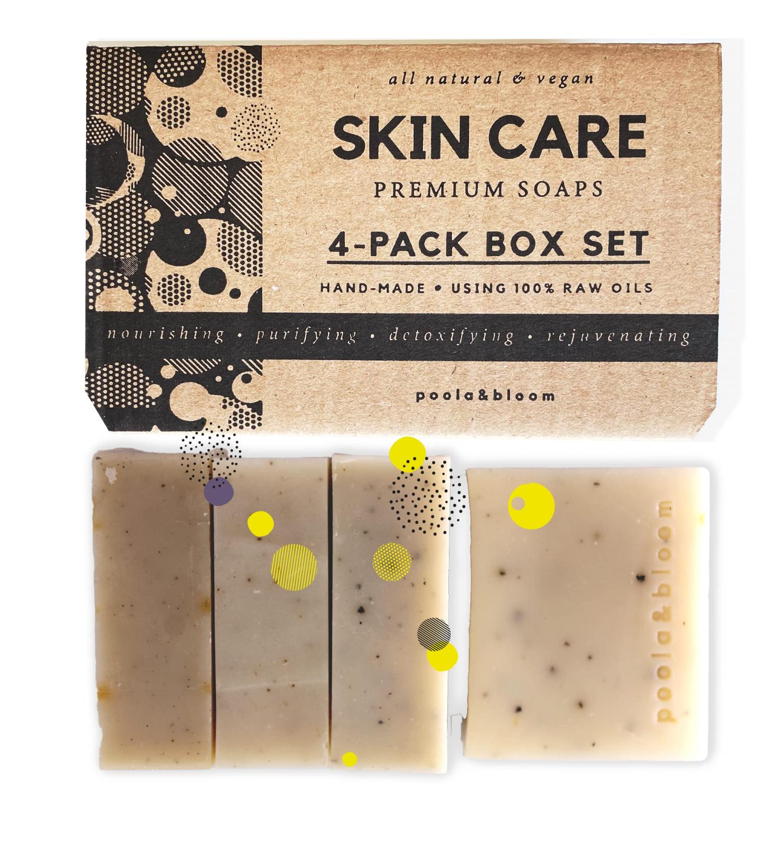 Natural Handmade Peeling & Scrub Soap Bars - 2 Black Tea & 2 Coffee - Vegan Moisturizing Cruelty-Free - Full Body & Facial Care - Buy Online on GoSupps.com