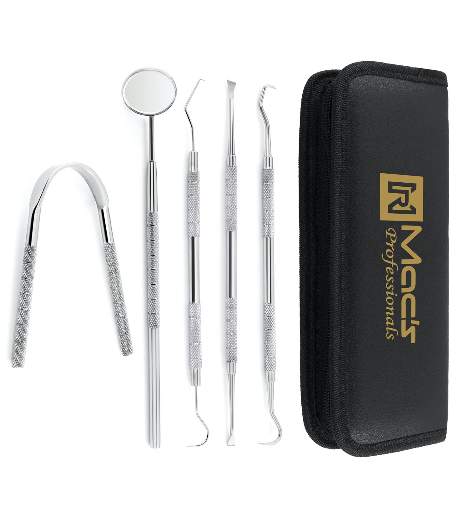 MACS Dentist Prepared Tools Kit - High-Grade Stainless Steel Dental Hygiene Set | Pick Floss Tarter Scraper & More - Ship Internationally - Buy Online on GoSupps.com