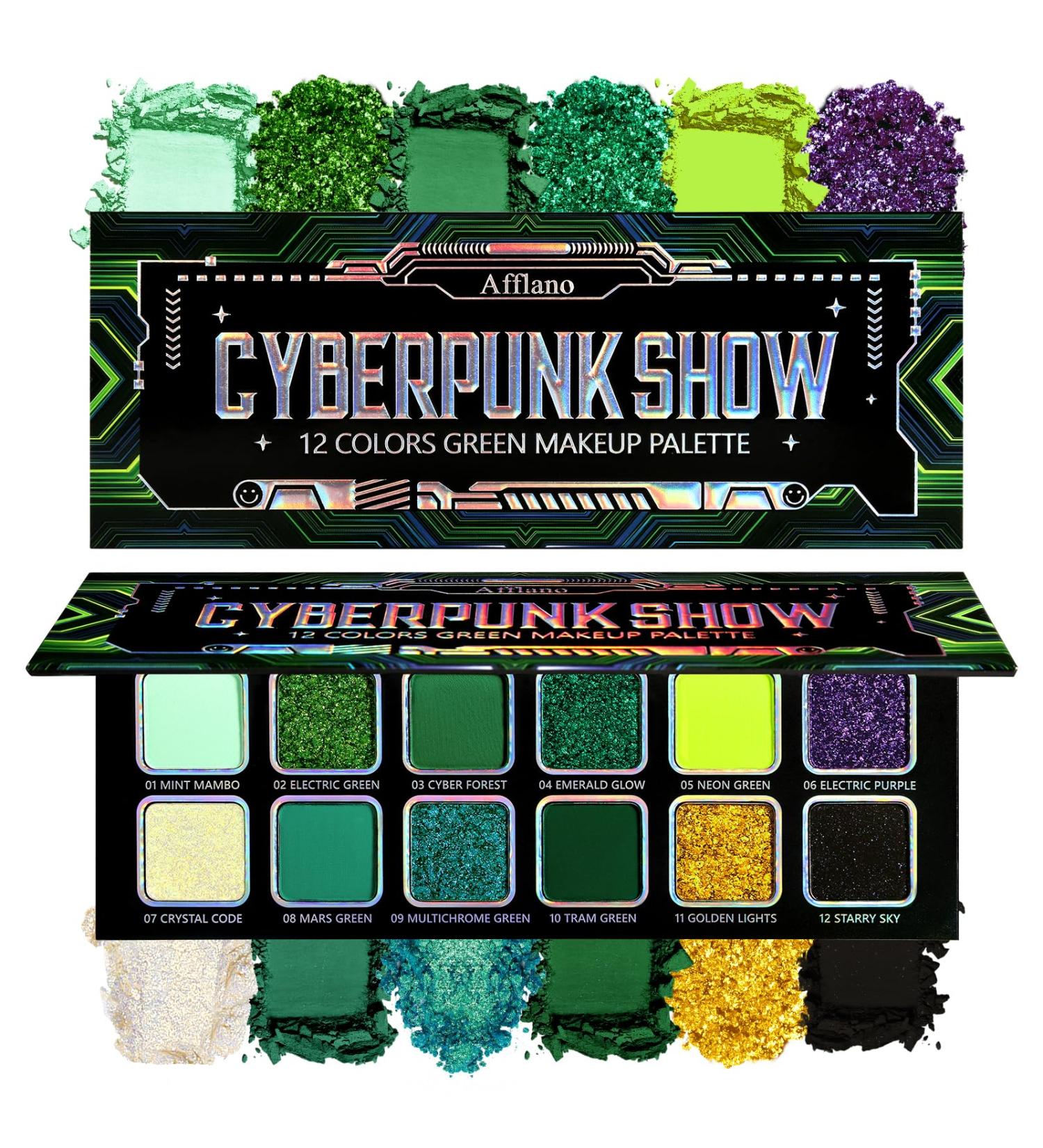  DE'LANCI DE'LANCI Green Eyeshadow Palette Blue Green Makeup Palette with Multichrome Glitter and Matte Finishes 12 Vibrant Colors Holographic Yellow Violet Highly Pigmented - Buy Online on GoSupps.com
