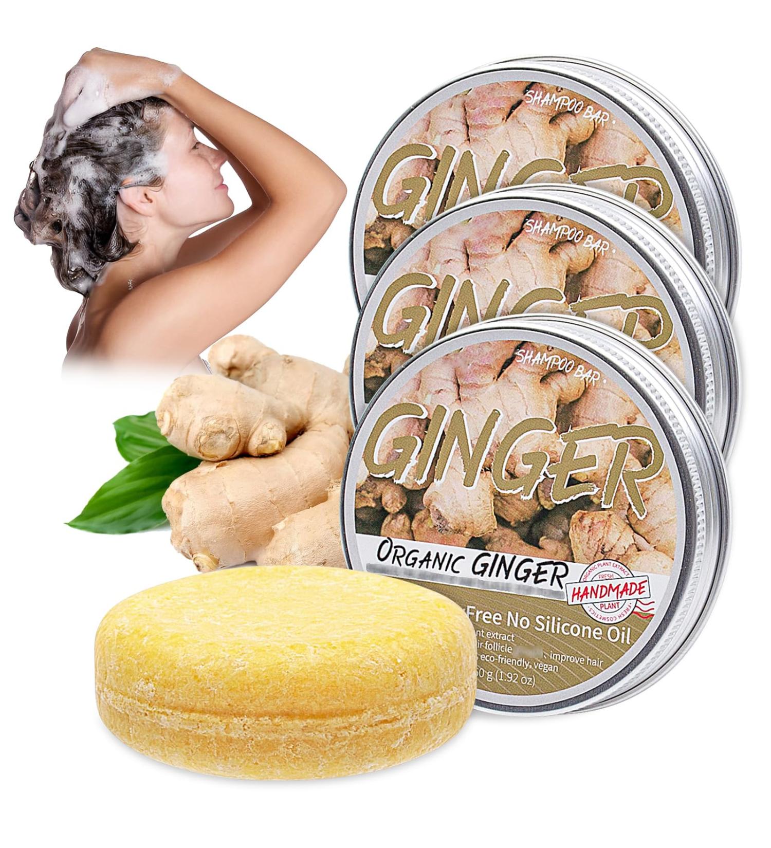 Ginger Hair Shampoo Bar - Ginger Shampoo Soap Natural Organic Ginger Shampoo Soap for All Hair Types Nourish Hair and Control Oil(3pcs) - Buy Online on GoSupps.com