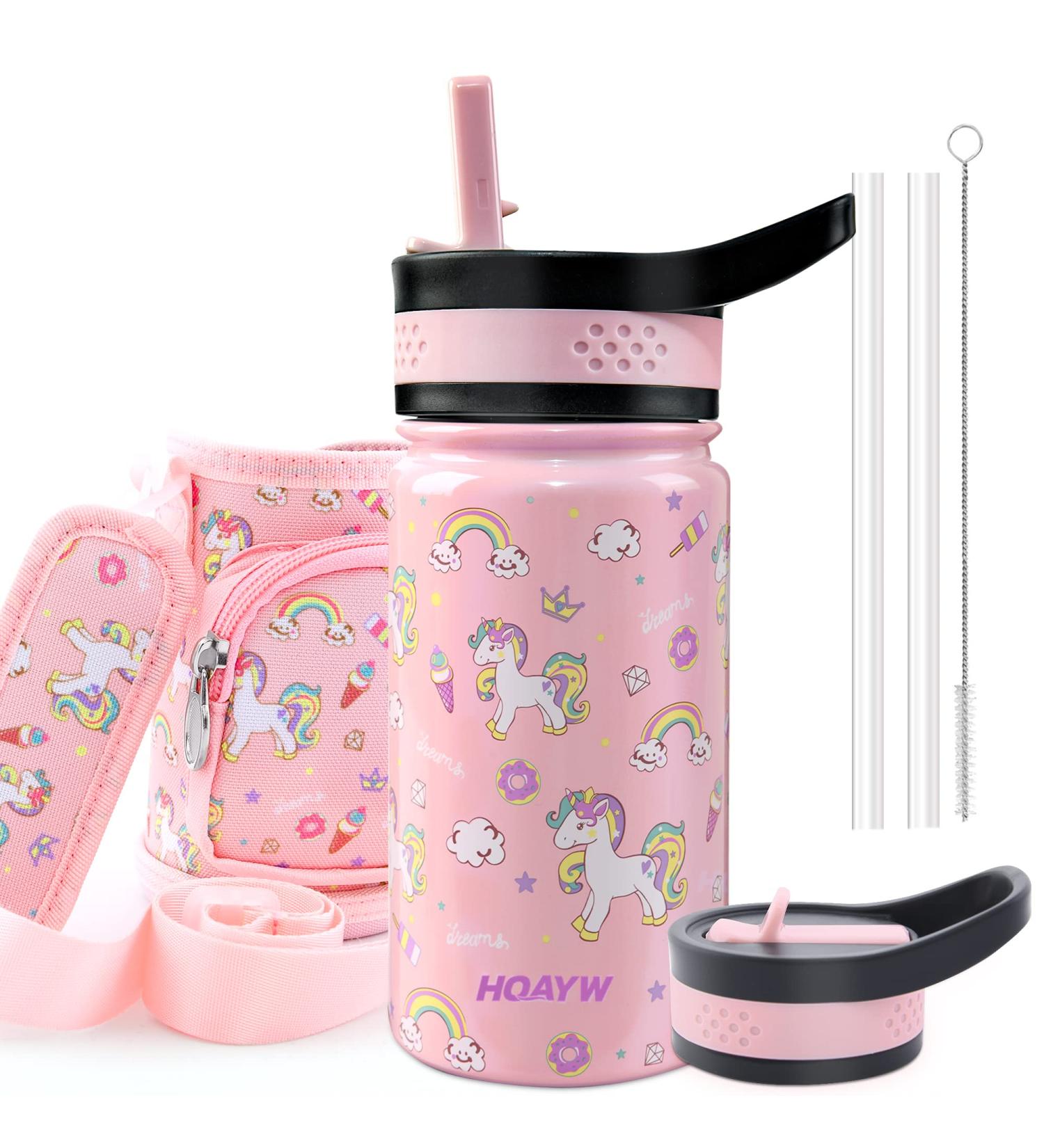 HQAYW Girls 14oz Stainless Steel Insulated Water Bottle - Leakproof BPA-Free Unicorn Tumbler for School and Sports - Buy Online on GoSupps.com
