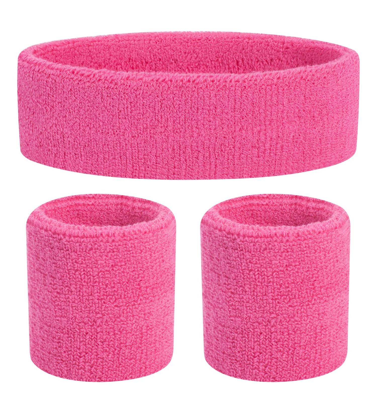 ONUPGO Kids Sweatbands Set - Athletic Cotton Headband & Wristbands for Sports - Pink | Best Sweatband for Children - Buy Online on GoSupps.com