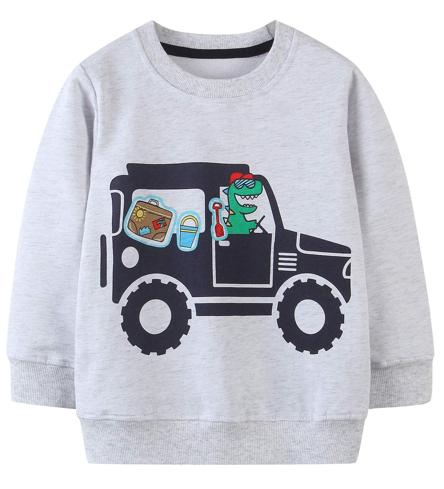 Kids Dinosaur Sweatshirt - Cotton Long Sleeve Pullover for Boys & Girls | Toddler Top | Baby Clothes 1-8 Years - Car Design | 2-3 Years - Buy Online on GoSupps.com