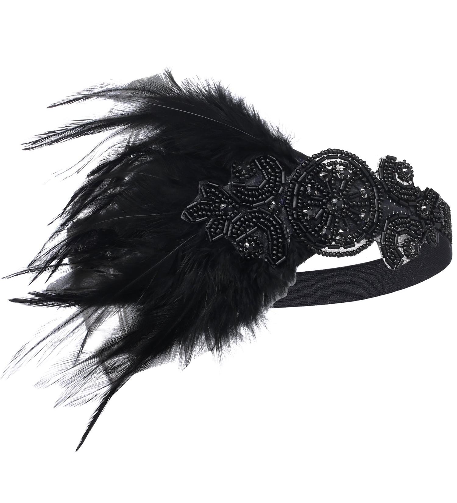 Buy BABEYOND 1920s Headband for Women | Gatsby Costume Accessories | Flapper Feather Hairband in Black - International Shipping Available - Buy Online on GoSupps.com