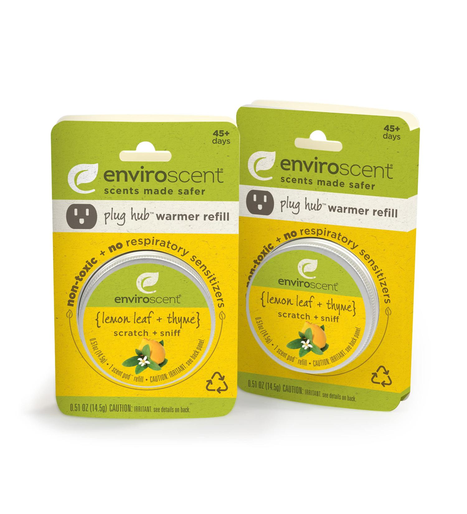 Enviroscent Non-Toxic Air Freshener Refills (Lemon Leaf + Thyme) Pack of 2 - Infused with Essential Oils - Plug-in Plug Hub - 2 Count - Buy Online on GoSupps.com
