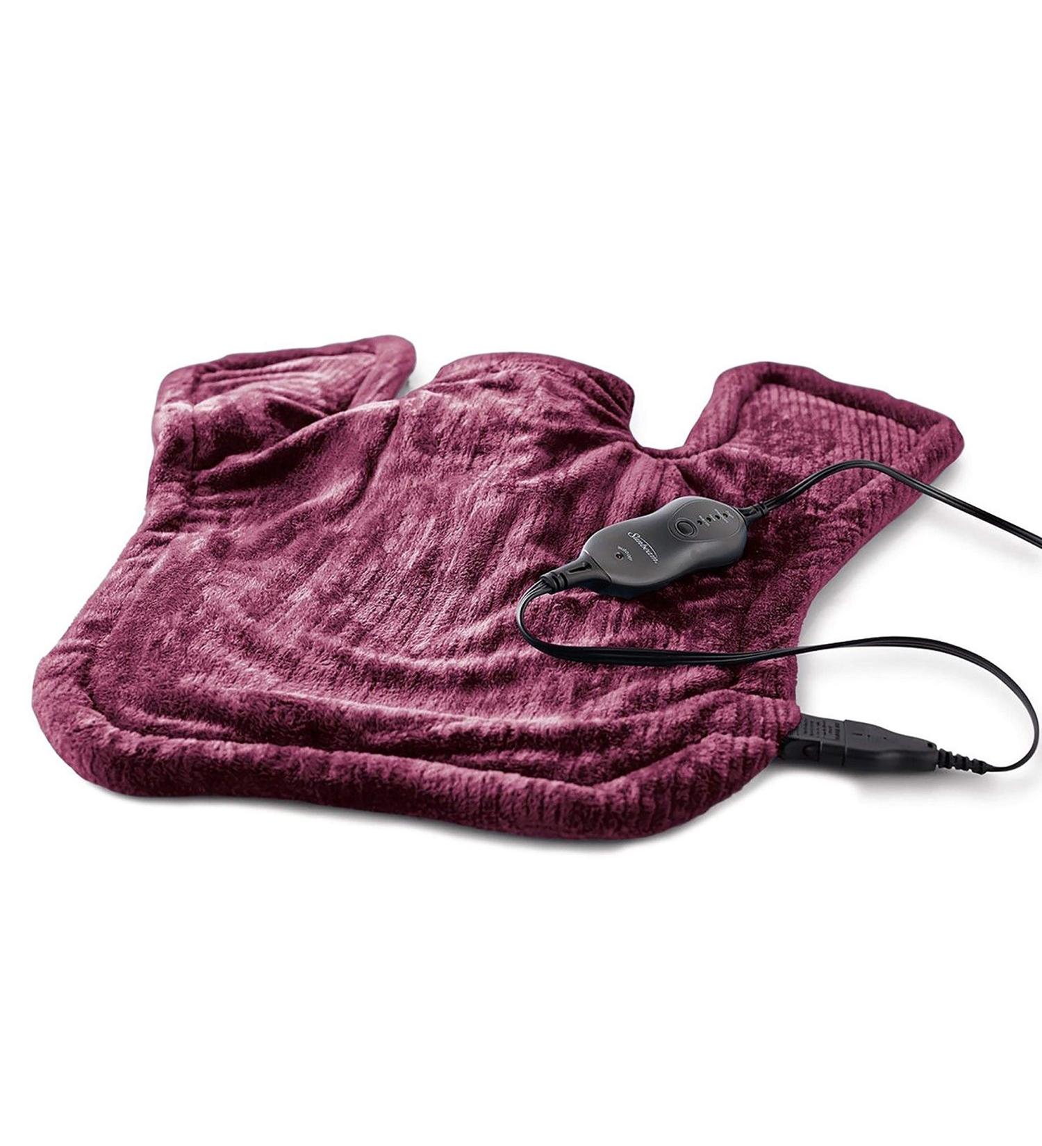 Sunbeam XL Renue Heating Pad for Neck & Shoulder Pain Relief - 4 Heat Settings, Auto-Shutoff - Burgundy, 25x25 Inch - Buy Online on GoSupps.com