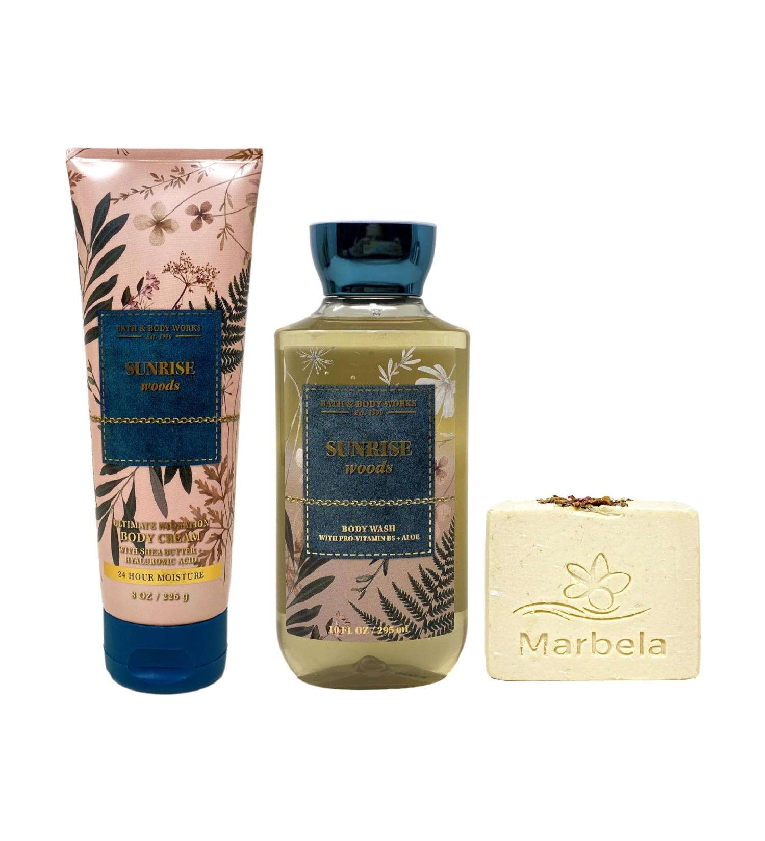 Bath & Body Works Sunrise Woods - Ultimate Hydration Body Cream - Body Wash with a Creamy Rose Bar Soap - Buy Online on GoSupps.com