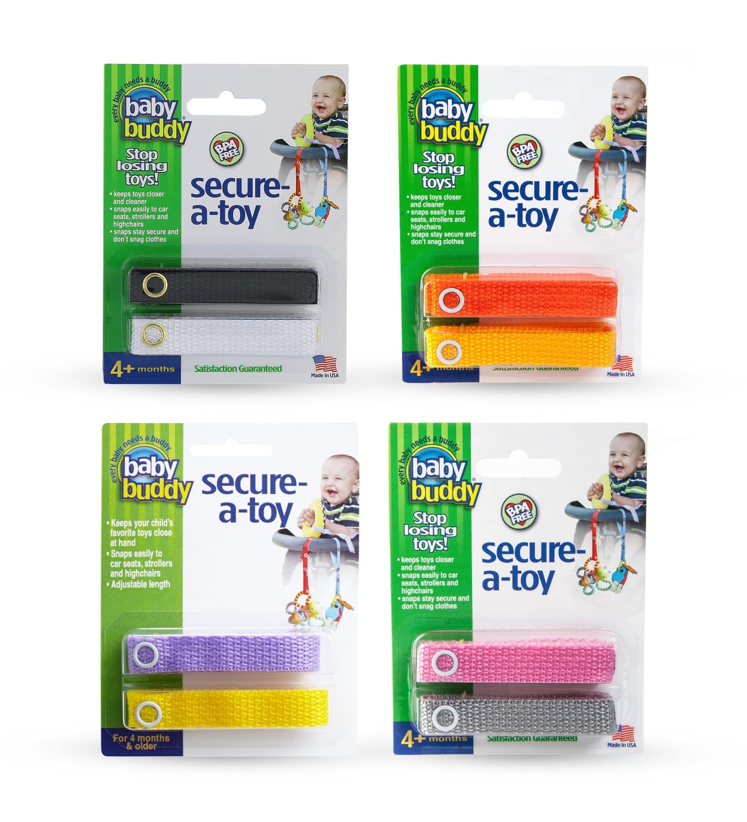 Baby Buddy Secure-A-Toy - Seat Belt Toy & Pacifier Holder for Strollers High Chairs & Car Seats - 8 Pack in Girl Colors Adjustable Lengths Hygienic Design - Buy Online on GoSupps.com
