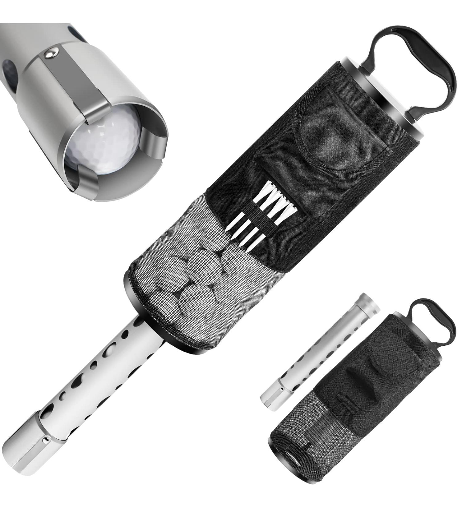 Kamitty Shag Bag for Golf Balls - Retriever with Aluminum Tube, Pocket & Tee Holder - Holds up to 80 Balls - Buy Online on GoSupps.com