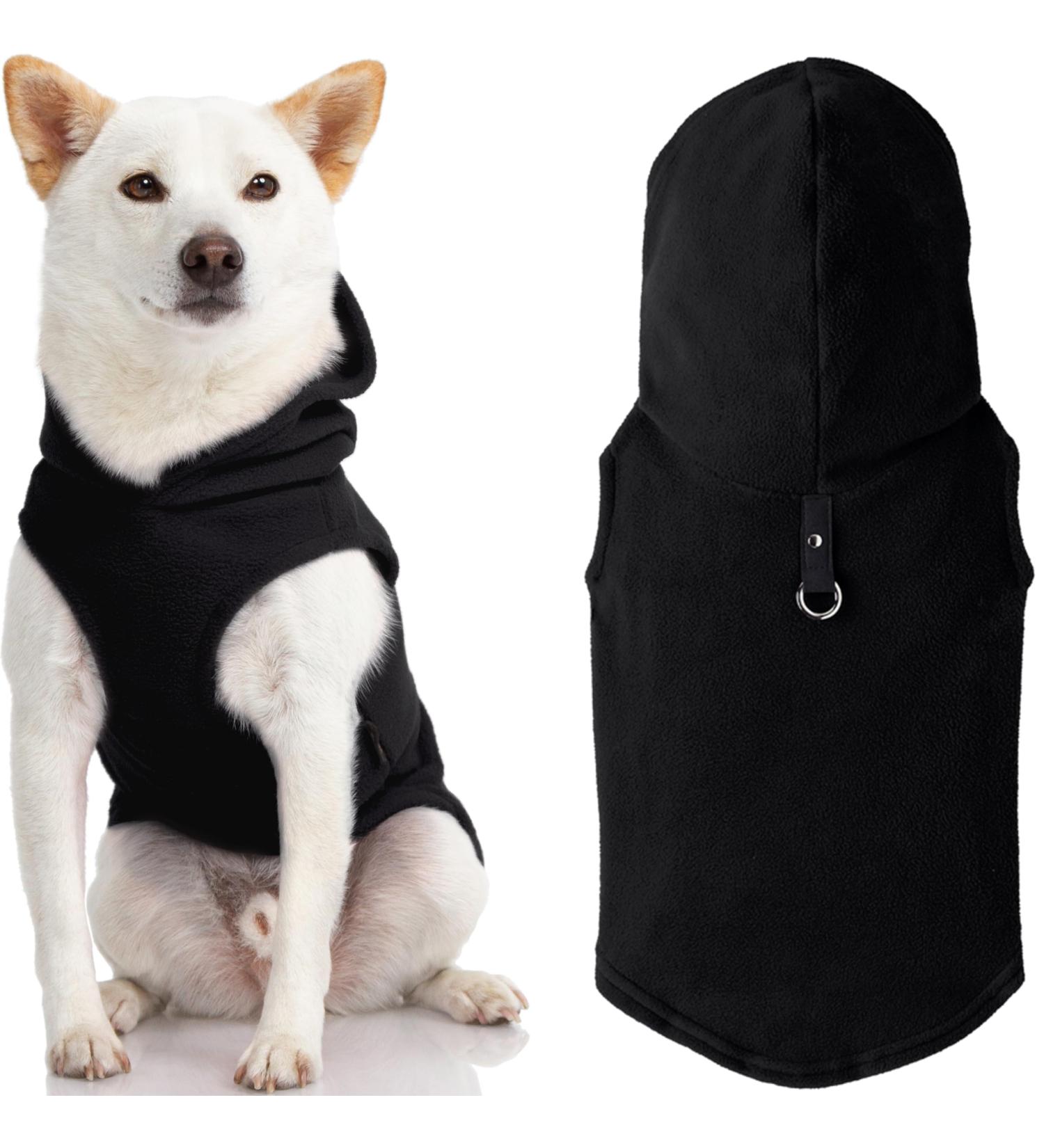 Gooby Fleece-West Hoodie Dog Sweater - Black X-Small | Warm Winter Hoodie for Small Dogs & Cats | Stylish Dog Clothing - Buy Online on GoSupps.com