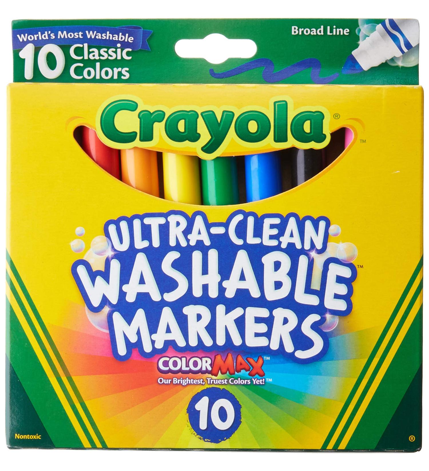 Crayola Ultraclean Broadline Classic Washable Markers (2-Pack) - Non-Toxic Kids Markers - Buy Online on GoSupps.com