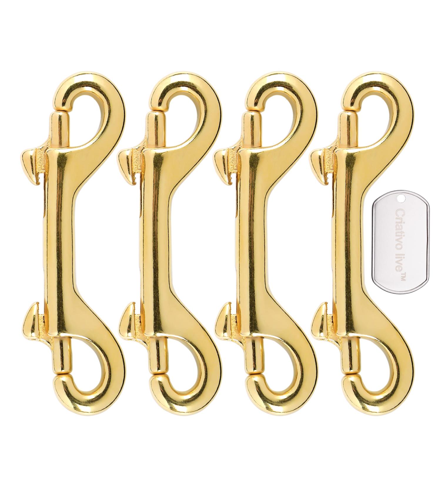 Brass Double End Snap Hook Clip 3.5 Inch (4 Pcs) - Ideal for Diving, Pets, Handmade Bag Keychains - Buy Online on GoSupps.com