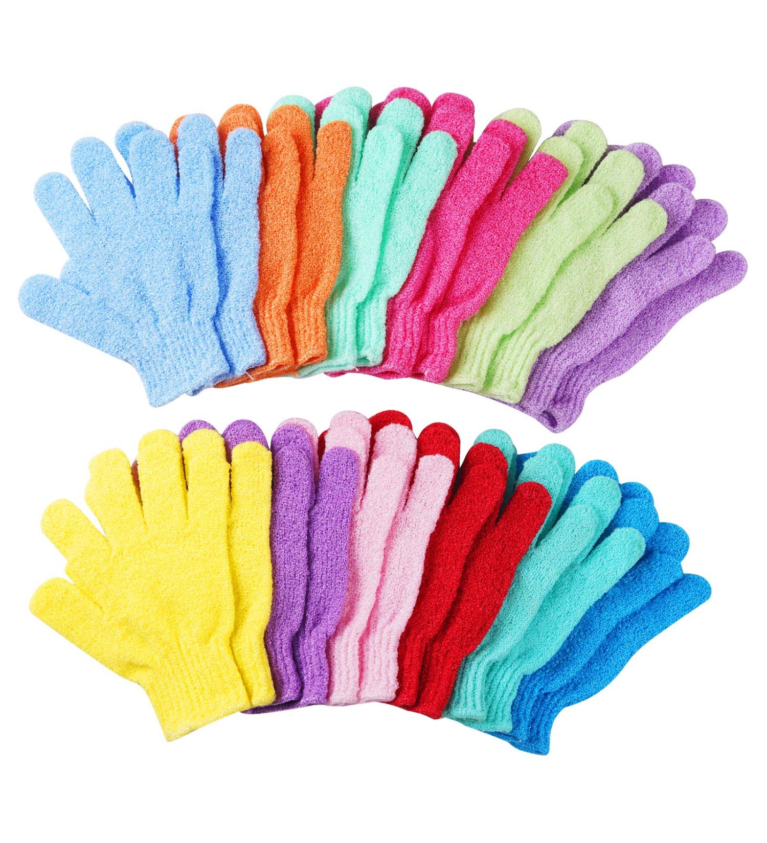 24 Pcs Exfoliating Shower Gloves - Double-Sided Bath Scrubber in 12 Colors for Deep Skin Cleanse & Spa Massage - Buy Online on GoSupps.com