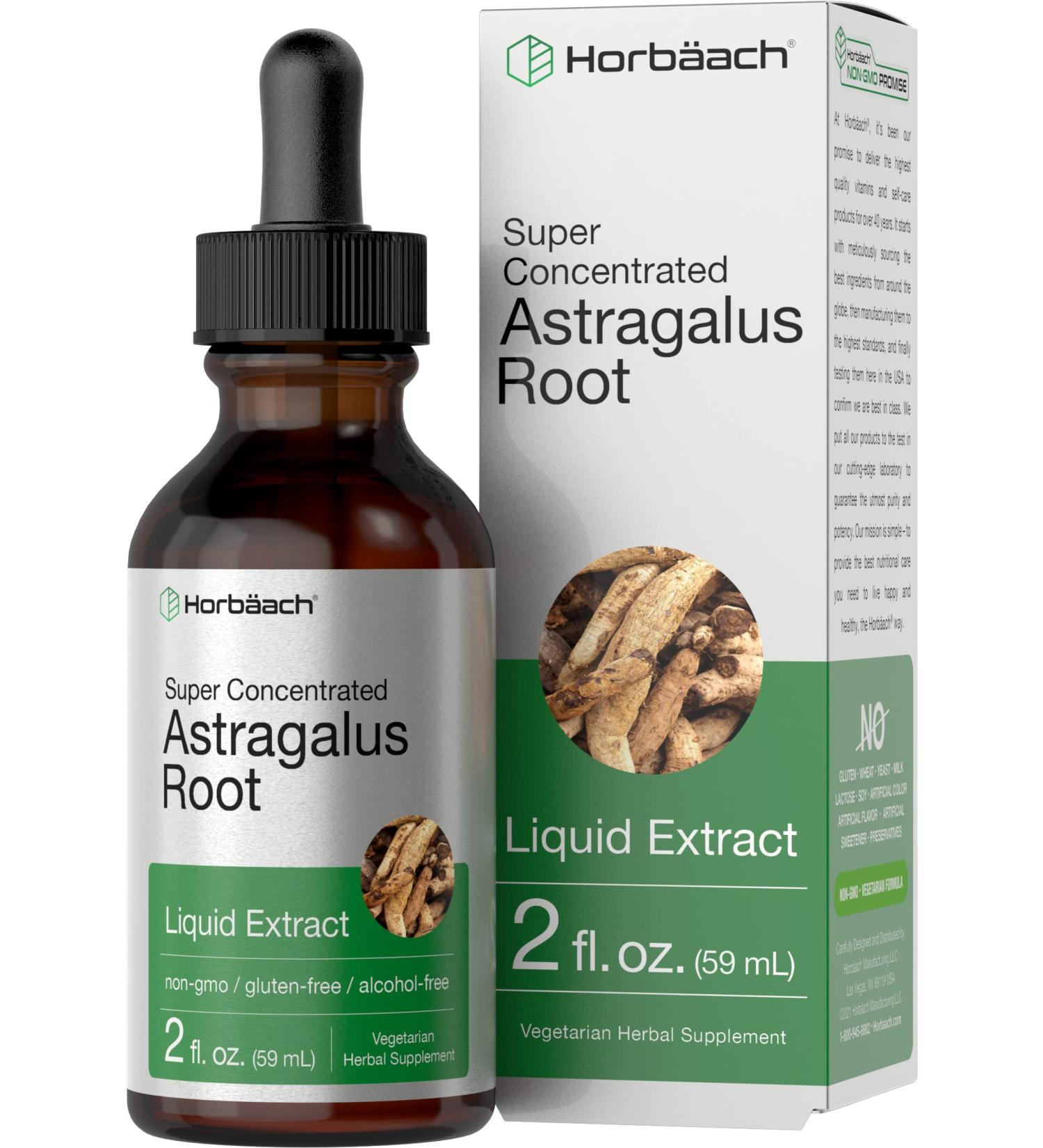 Astragalus Root Extract | 2 oz Super Concentrated Tincture | Alcohol-Free, Vegetarian, Non-GMO, Gluten-Free | Horbaach - Buy Online on GoSupps.com