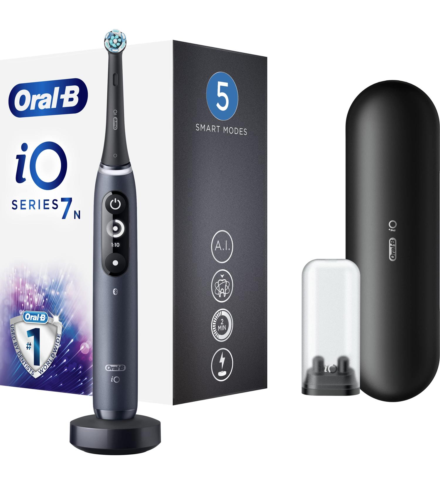 Oral-B io Series 7n Electric Toothbrush - AI Rechargeable Black Travel Case & Brush Attachment Included - Buy Online on GoSupps.com