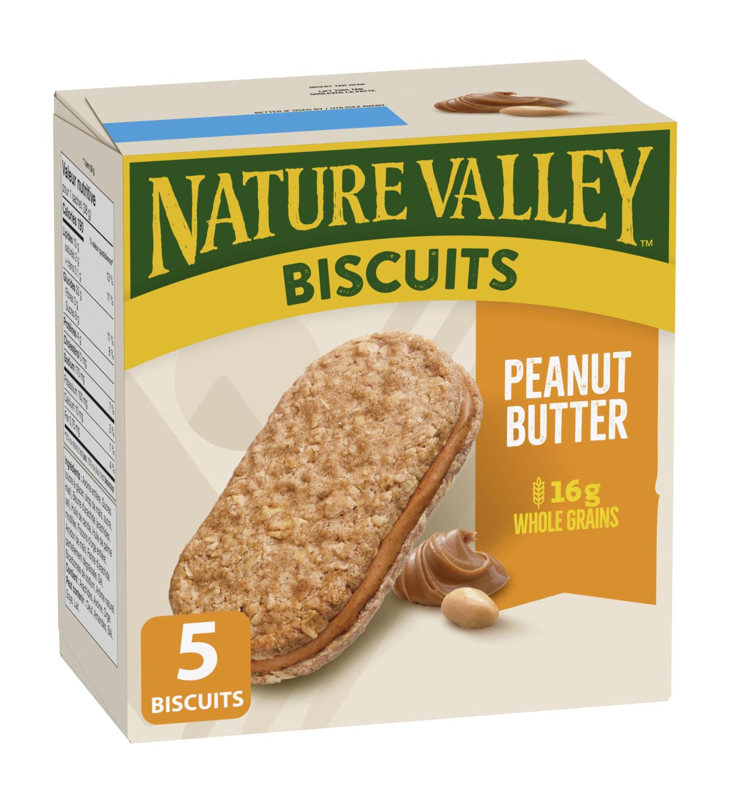NATURE VALLEY Peanut Butter Biscuits Snacks Oat Biscuits with Peanut Butter Filling No Artificial Colours No Artificial Flavours Pack of 5 Biscuits Valentine - Buy Online on GoSupps.com