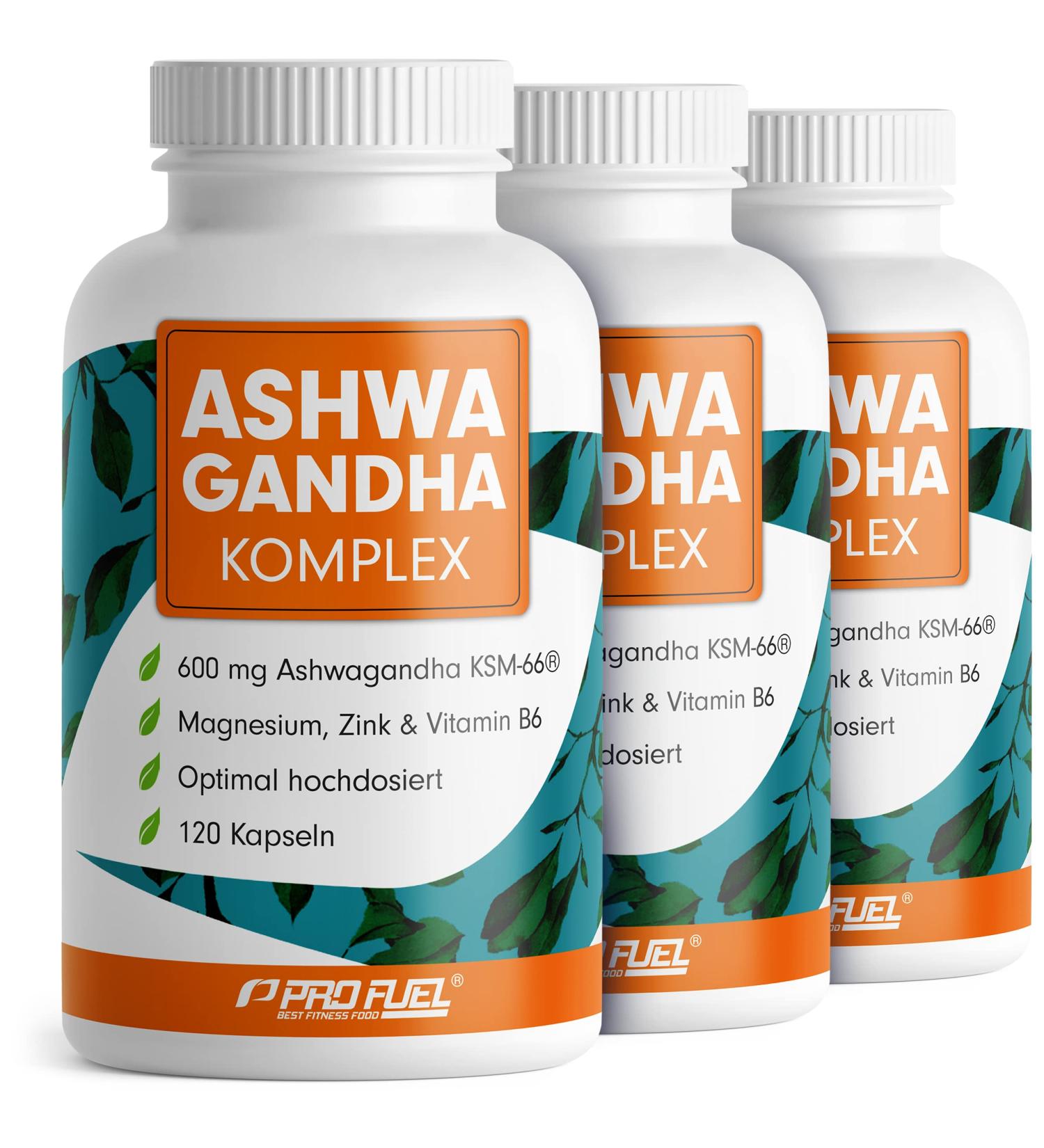 Ashwagandha Capsules 600mg - High Dose 360x KSM-66 with Magnesium Zinc & Vitamin B6 - 100% Vegan Lab-Tested No Additives - 3x120 Capsules - Buy Online on GoSupps.com