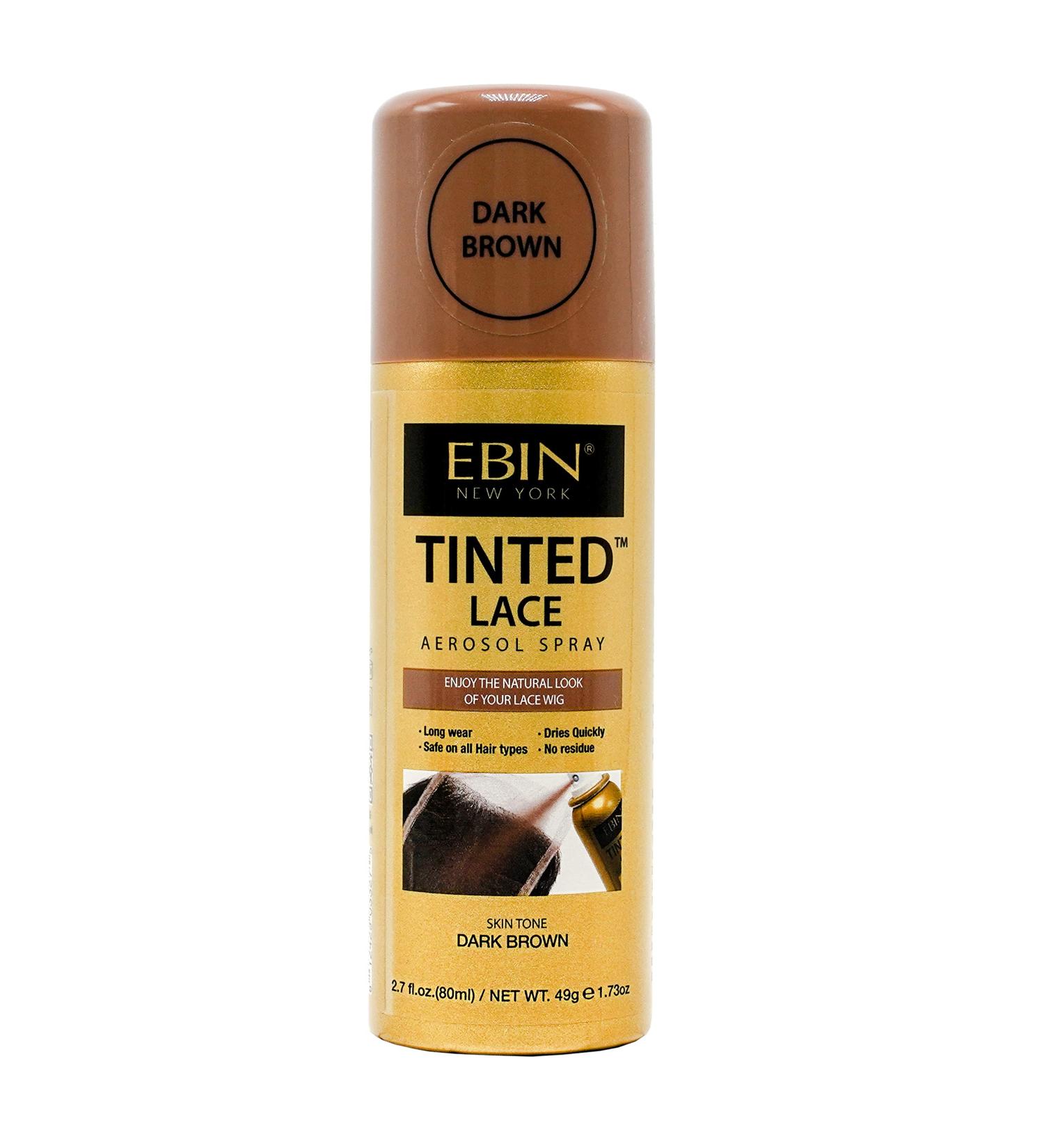 Ebin New York Tinted Lace Aerosol Spray - Dark Brown 2.7oz/80ml - Quick Dry, Water Resistant, No Residue - Natural Look with Even Spray - 2.7 Fl Oz - Buy Online on GoSupps.com