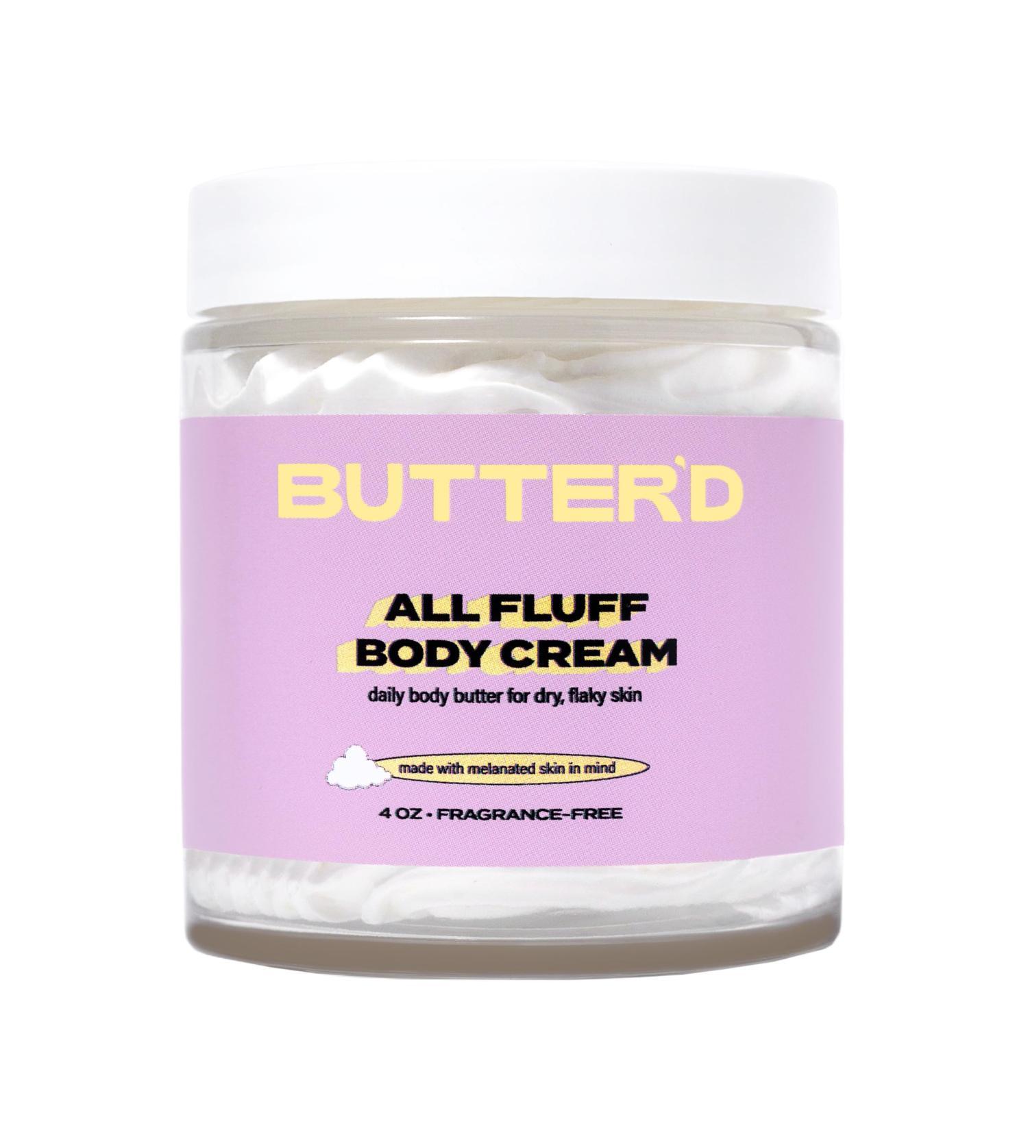 Butter d Bodycare All Fluff Body Cream - Unscented Premium Body Butter for Very Dry & Sensitive Skin | Hydrating Shea & Mango Formula | 24-Hour Moisture | 4 oz - Buy Online on GoSupps.com