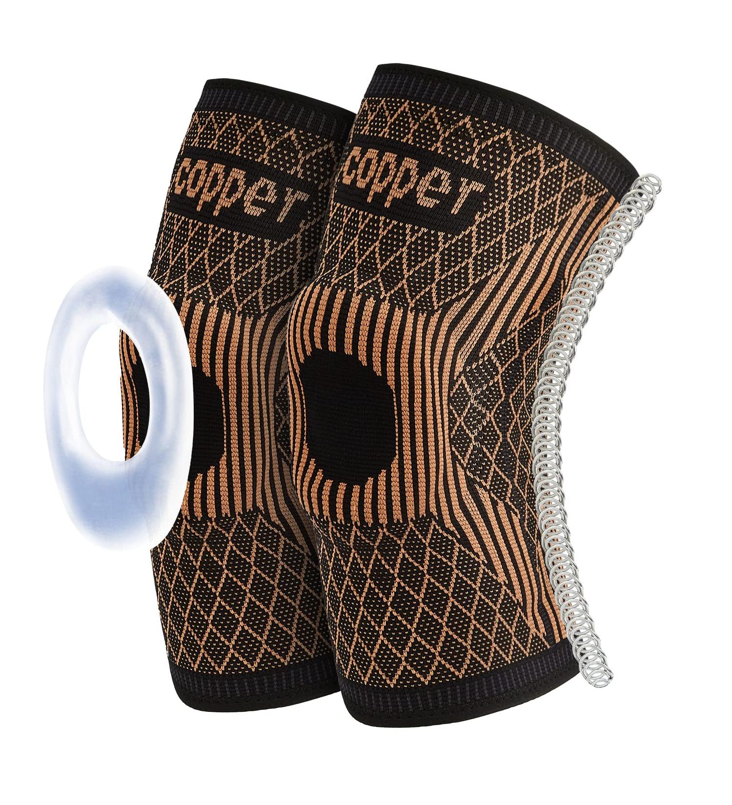 Domaste Copper Knee Brace with Gel Pads & Stabilizers (2 Pack) - Support for Men & Women - Medical Grade Compression Sleeves for Running ACL - Size L Tan - Buy Online on GoSupps.com