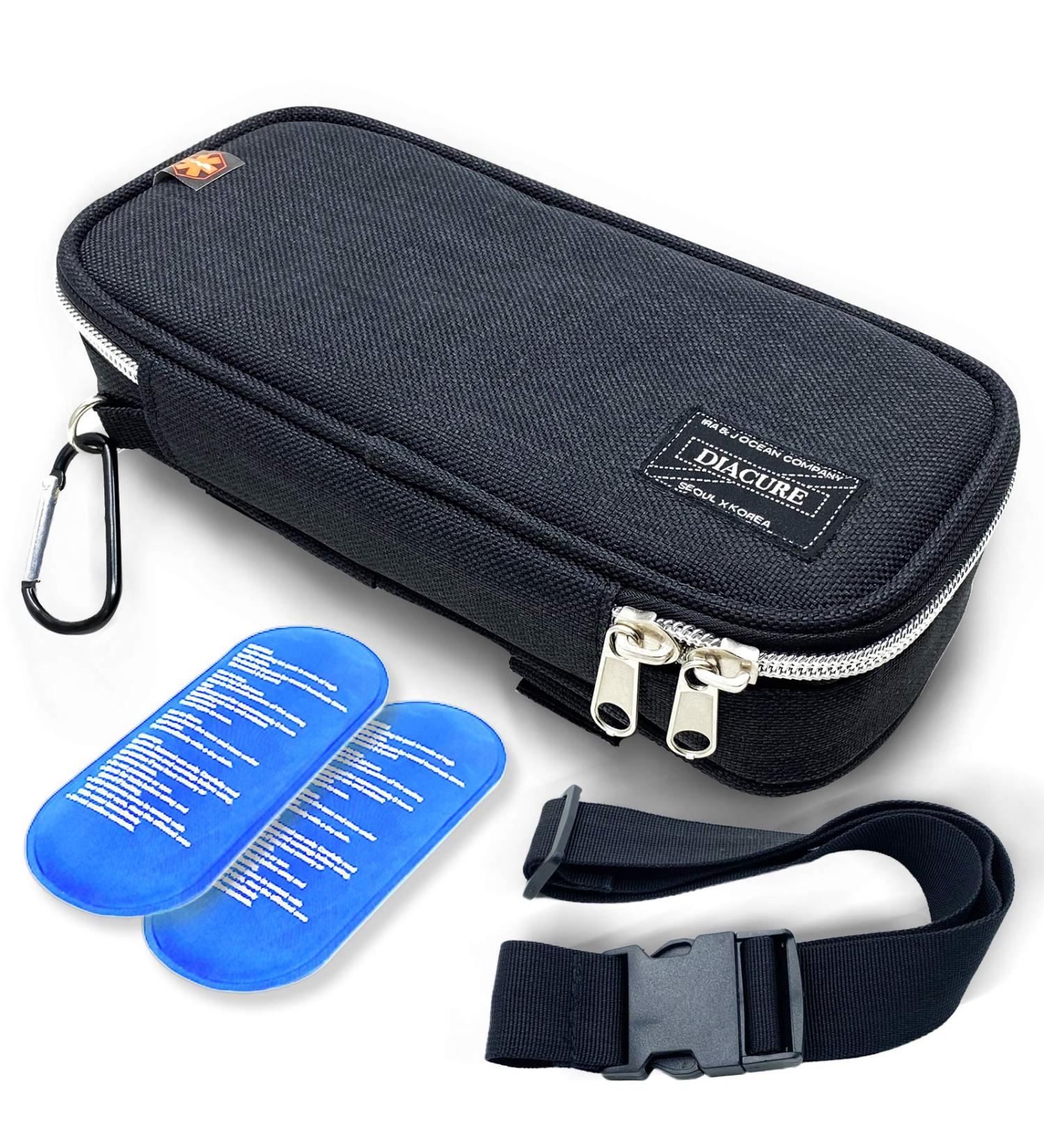 Insulin Cooler Travel Case - Diacure Diabetic Medication Organizer with Ice Packs and Shoulder Strap - Diabetes Accessories Kit - Buy Online on GoSupps.com