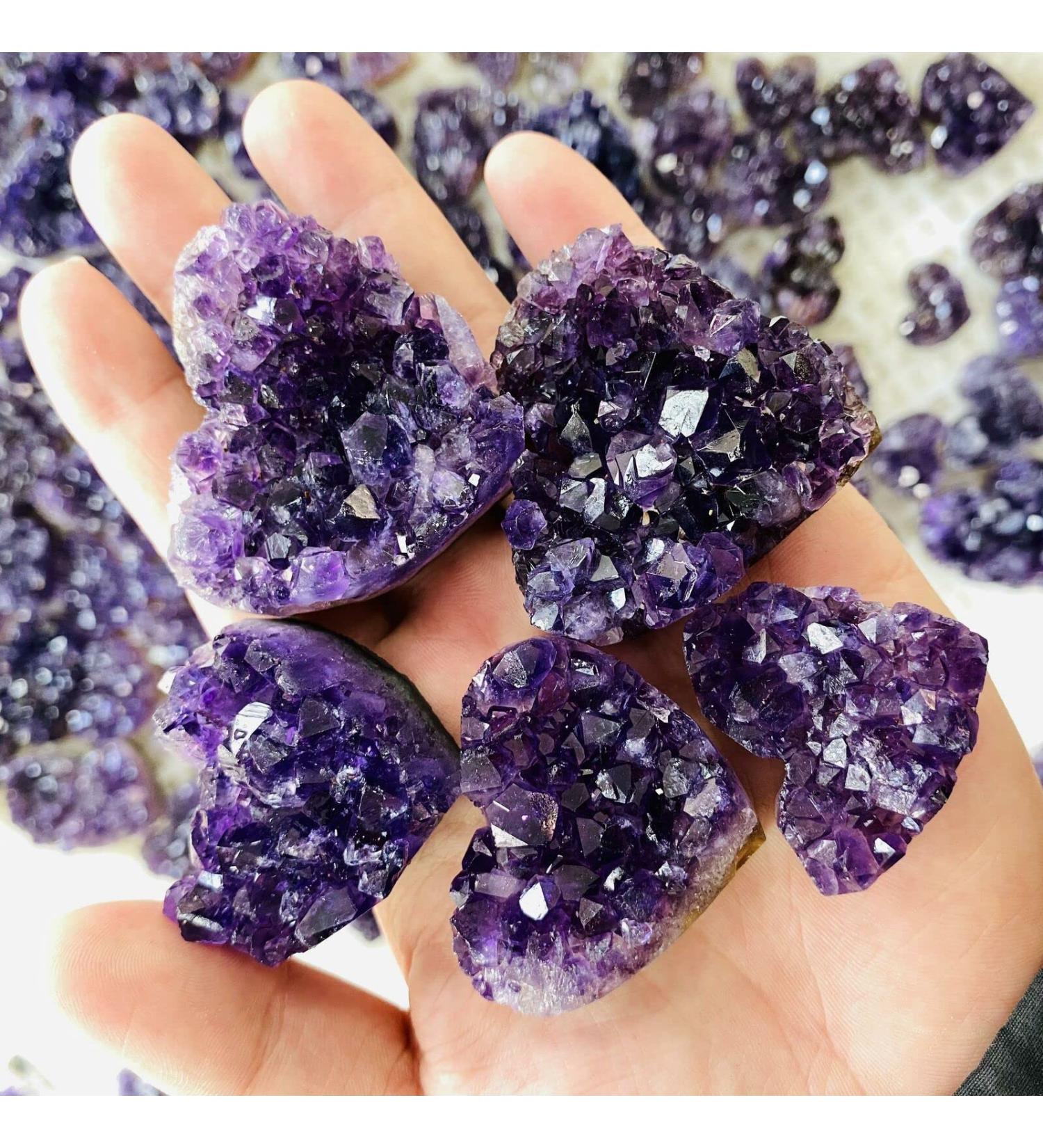 Natural Heart Shape Amethyst Quartz Crystal Cluster Geode Gemstone Specimen Collections Home Decor Valentine's Day Gift 2-3cm Rocks (Size : 3-4cm) - Buy Online on GoSupps.com