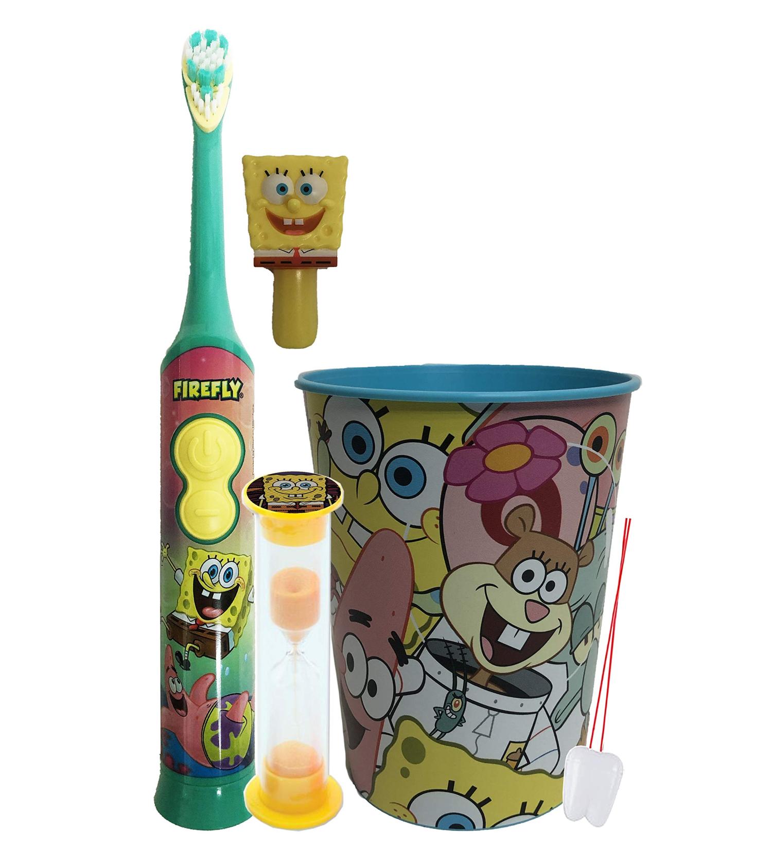 Spongebob Squarepants Oral Care Set with Timer and Rinse Cup - 3 Piece Rotary - Buy Online on GoSupps.com