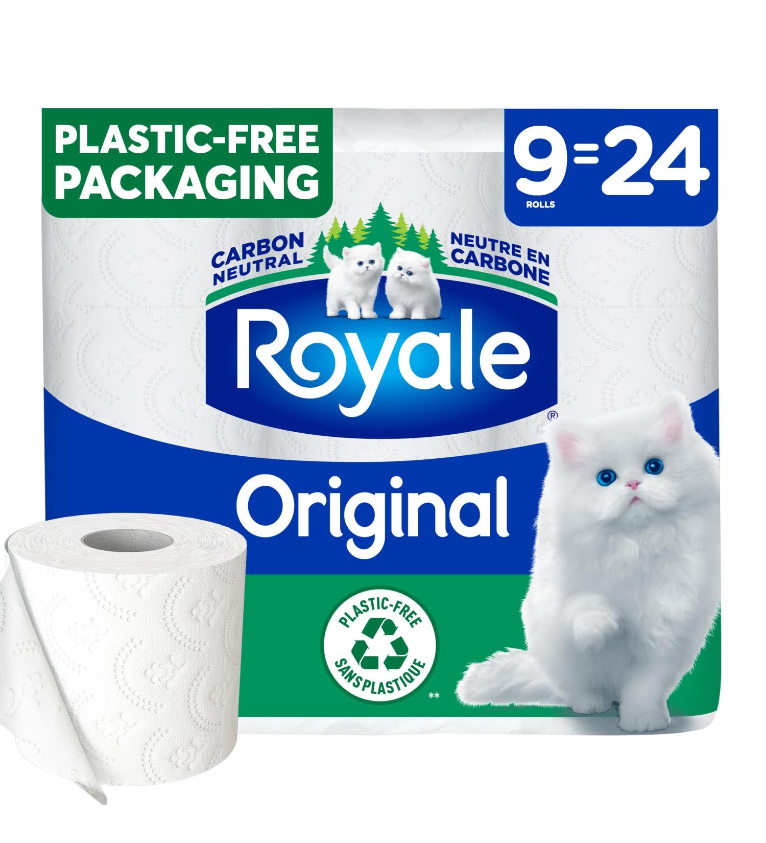 Royale Original Recyclable Paper Pack 9 Equal 24 Toilet Paper Rolls 327 Sheets per roll - Buy Online on GoSupps.com