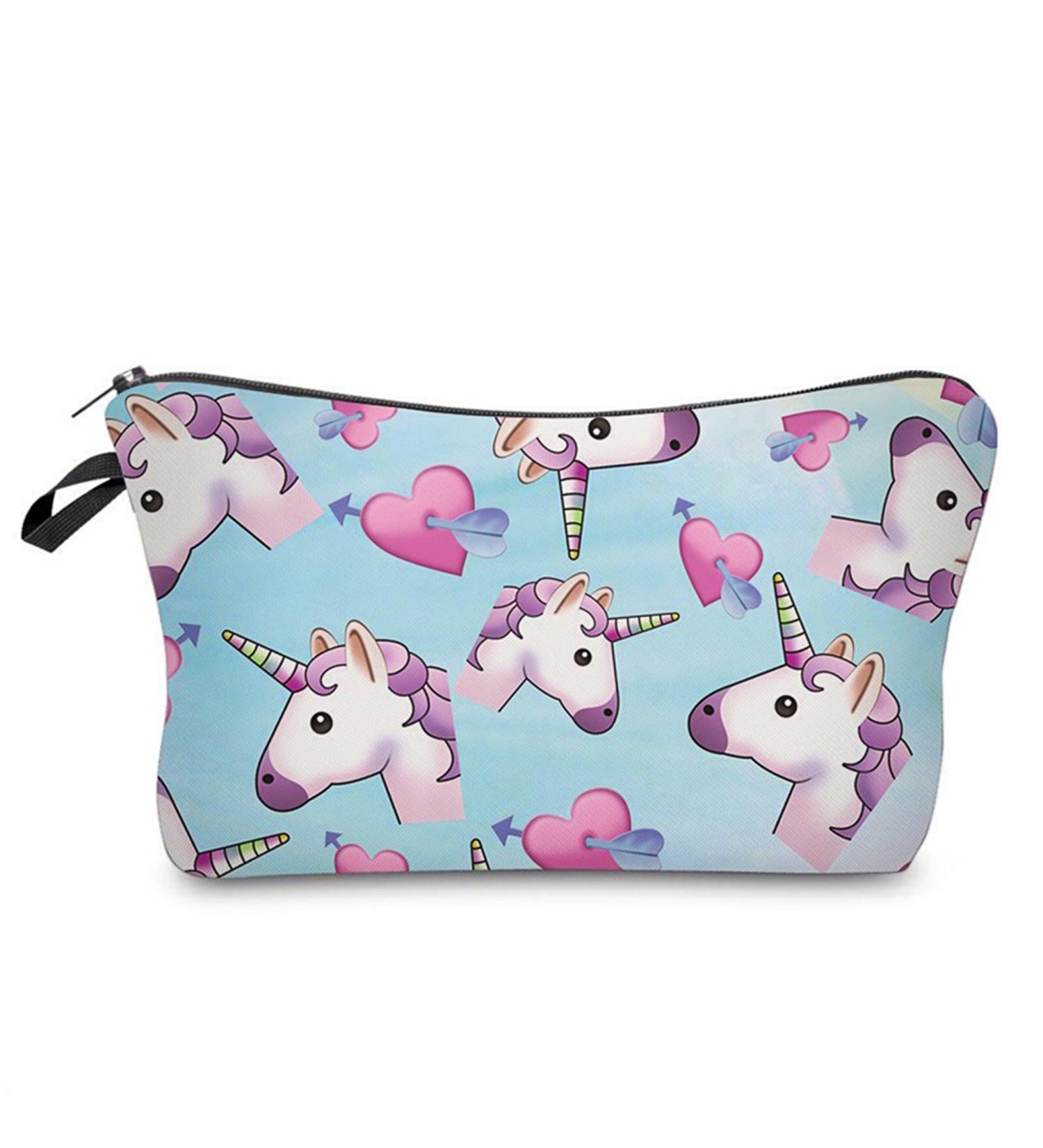 Oblique-Unique Unicorn Cosmetic Bag & Toiletry Pouch - Custom Motif (Blue Unicorns) | Shop Now! - Buy Online on GoSupps.com