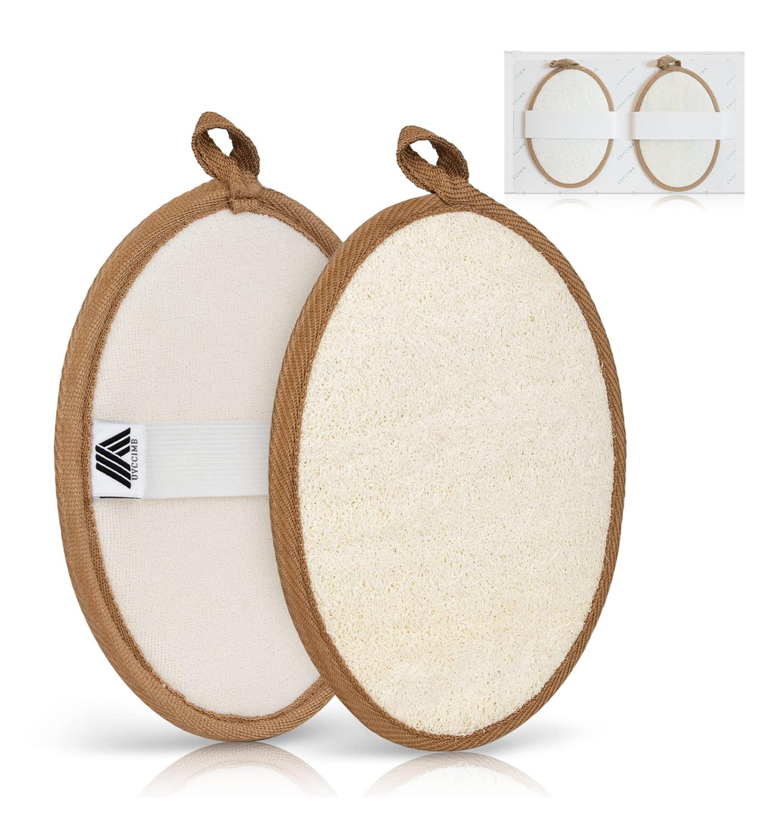 Natural Loofah Sponge Exfoliating Body Scrubber 2 Pack - Biodegradable Shower Loofah for Women and Men - Large 5 x 7 - Buy Online on GoSupps.com