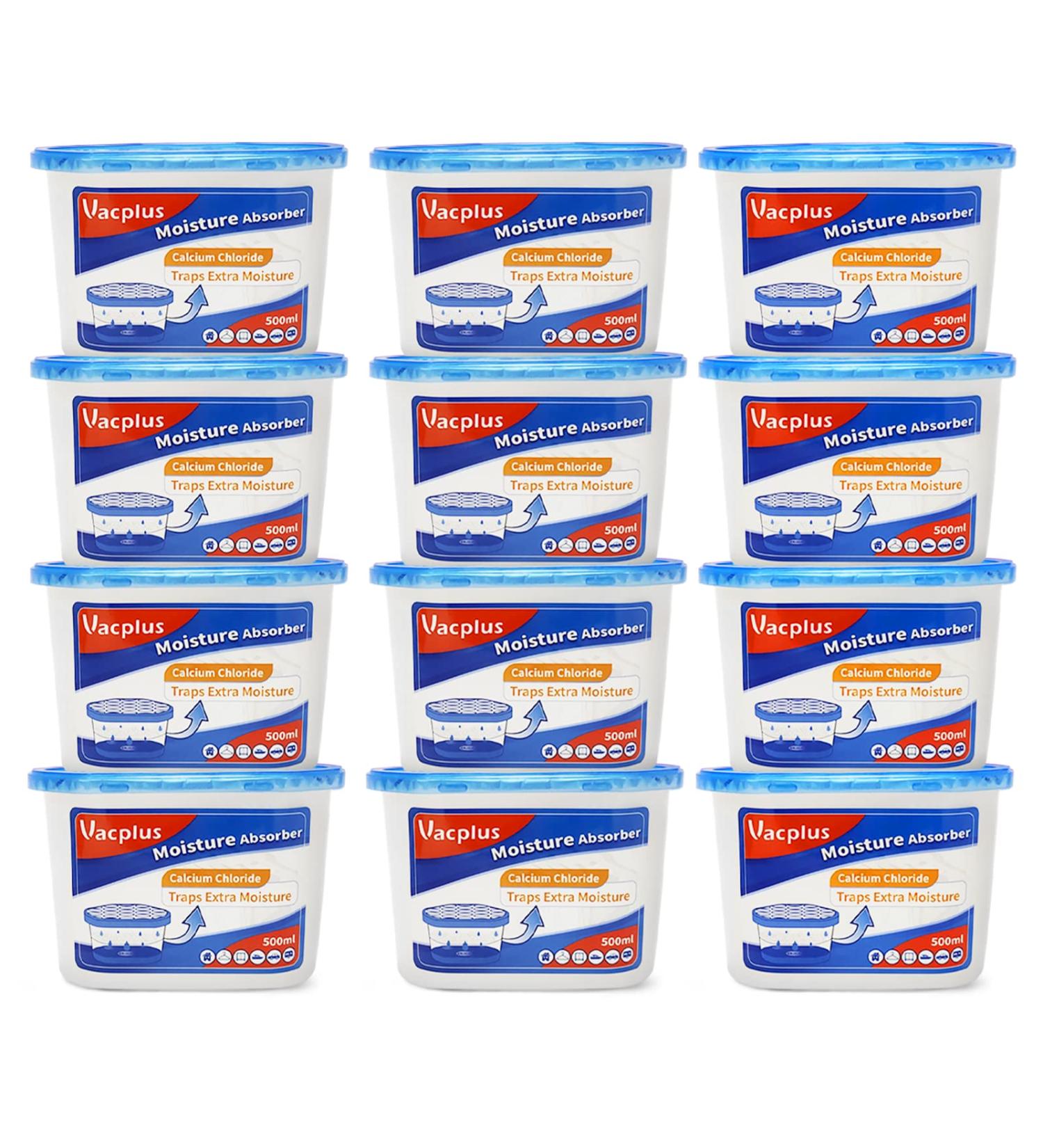 Vacplus 12 Pack Moisture Absorbers - 10.5 Oz Humidity & Odor Eliminators for Bathroom Closet & Kitchen - Fragrance Free - Blue - Buy Online on GoSupps.com