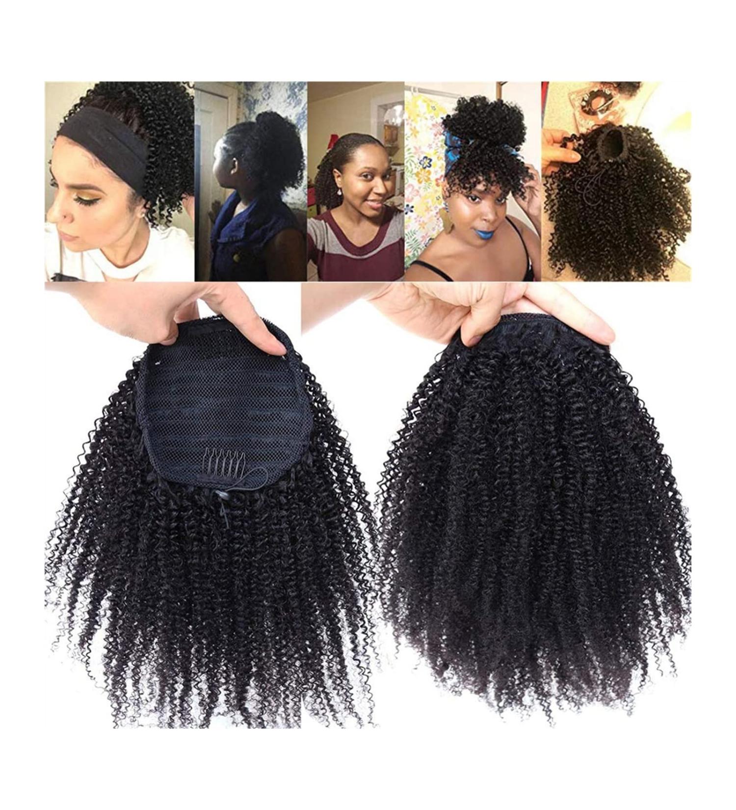 Hair Chignon 8-30 Inch Afro Shaggy Drawstring Ponytail Hair Extensions Curly Clip-on Brazilian Real Hair for Black Women Ponytail Messy Bun Hair Piece (Size : 24 inch) - Buy Online on GoSupps.com