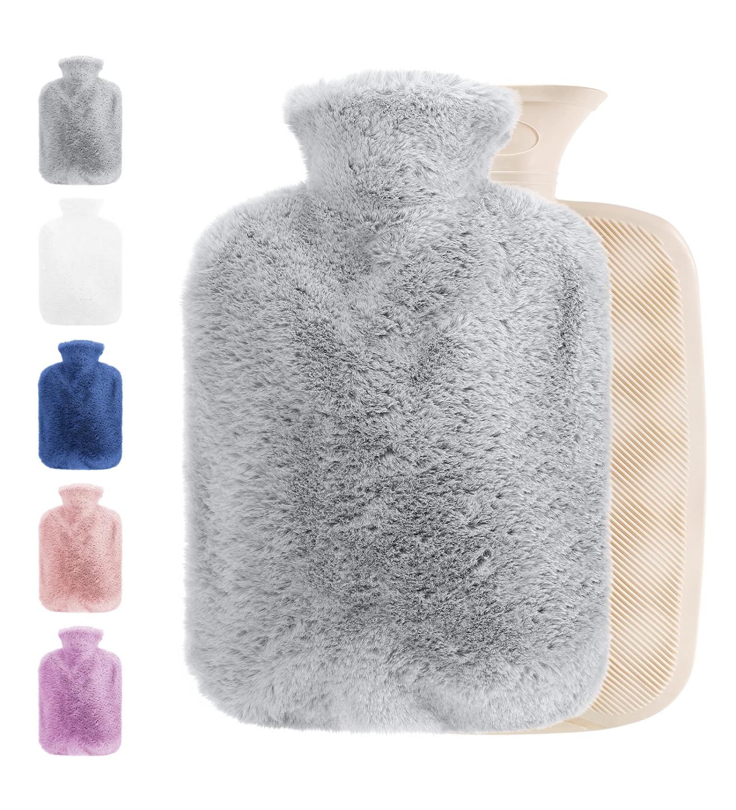 Cooyou 2L Hot Water Bottle with Fluffy Cover - Hot & Cold Compress for Pain Relief - Grey - Buy Online on GoSupps.com