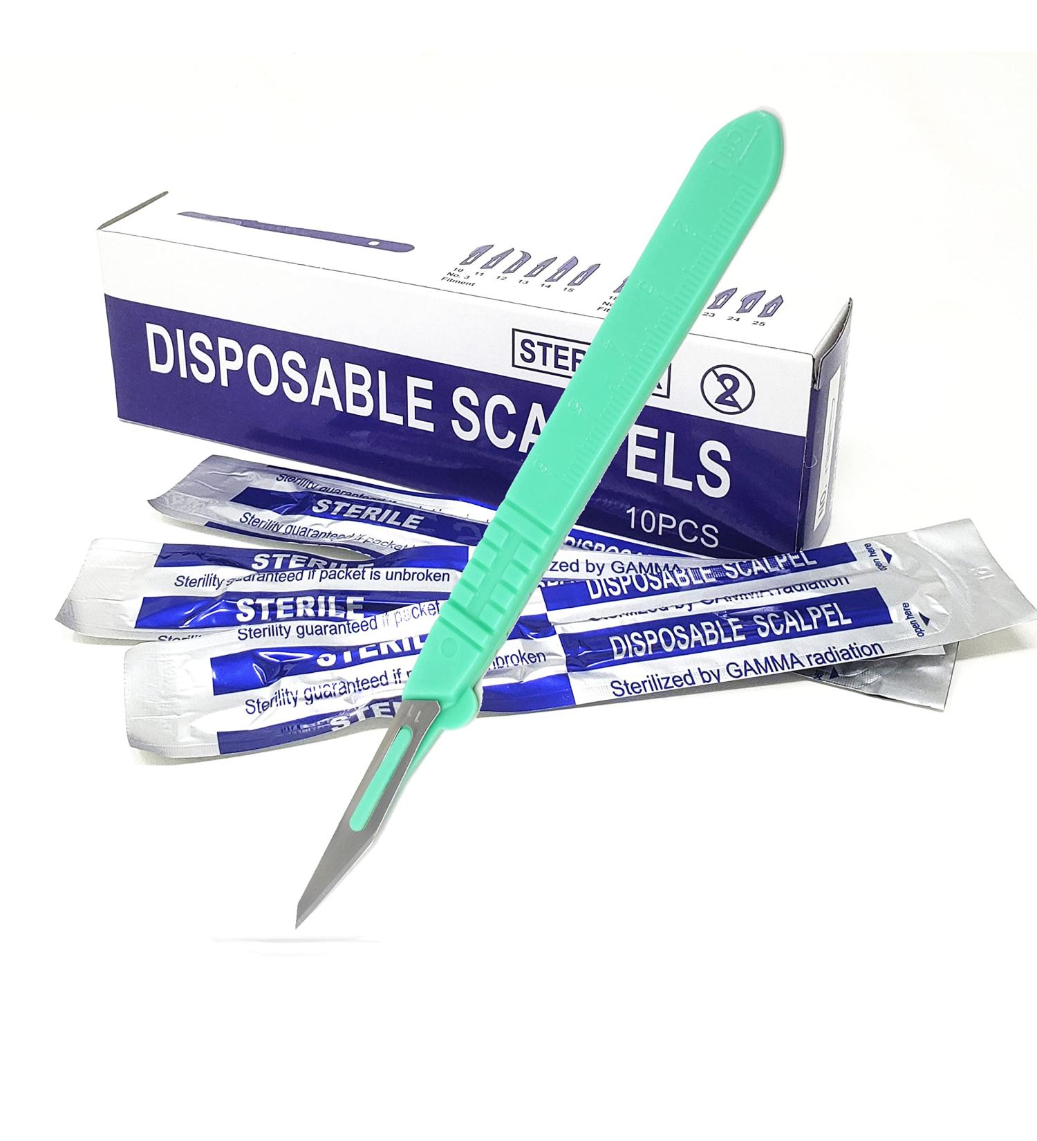 Disposable Sterile Scalpel 11 for Podiatry & Professional Corn Callous Knife - Carbon-Steel Blades, Plastic Handle - Box of 10 - Buy Online on GoSupps.com