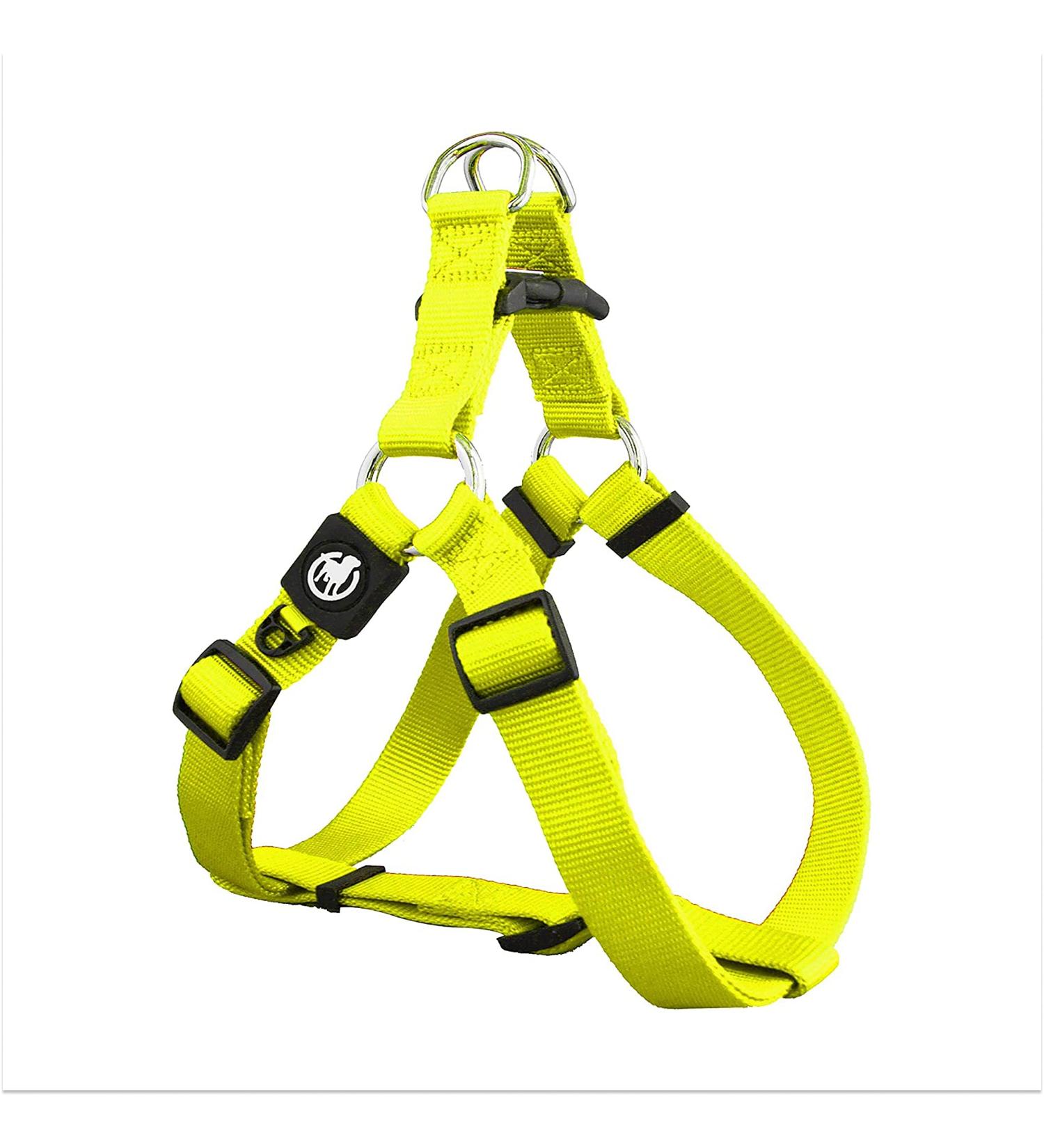 DDOXX Nylon Step-In Dog Harness - Adjustable Yellow Puppy Harness for All Sizes - L (65-99 cm) | International Shipping Available - Buy Online on GoSupps.com