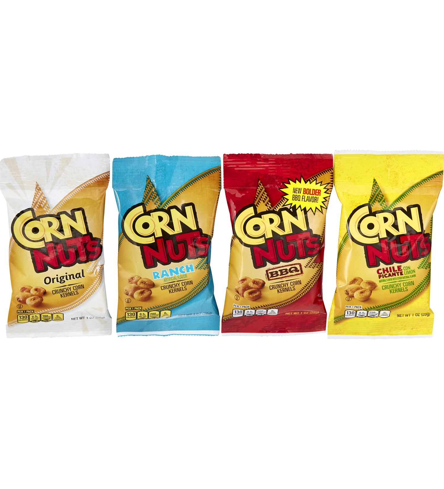 CORN NUTS Crunchy Corn Kernels Variety Pack (Original, Ranch, BBQ, Chile Picante con Limon), 1 oz Bag (Pack of 12) 1 Ounce (Pack of 12)