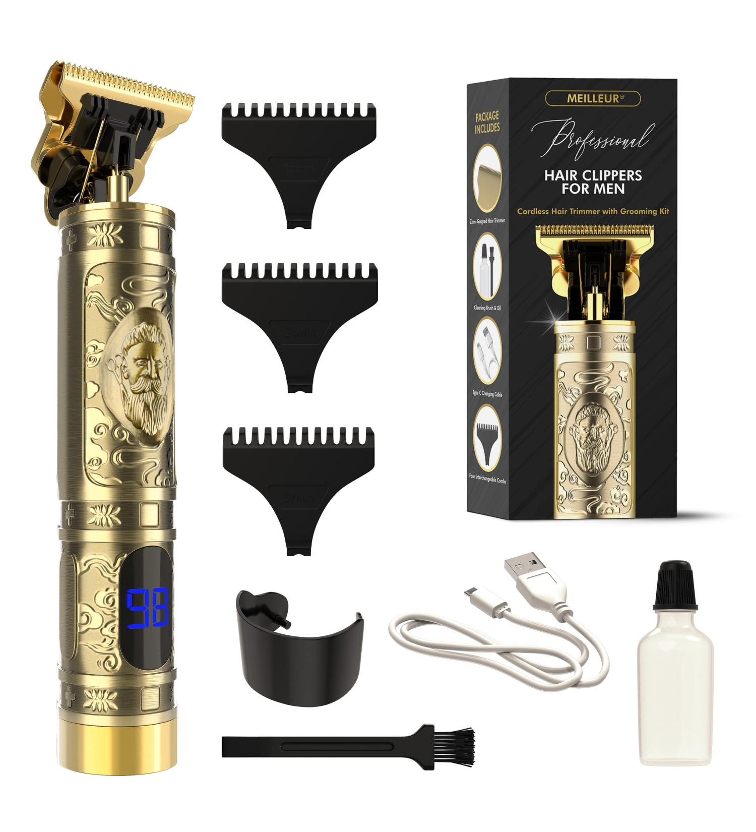 Vintage Gold Hair Trimmer for Men - Professional T Outliner Detailer Clippers | Cordless Barber Trimmer for Bald Head and Beard Edging - Buy Online on GoSupps.com