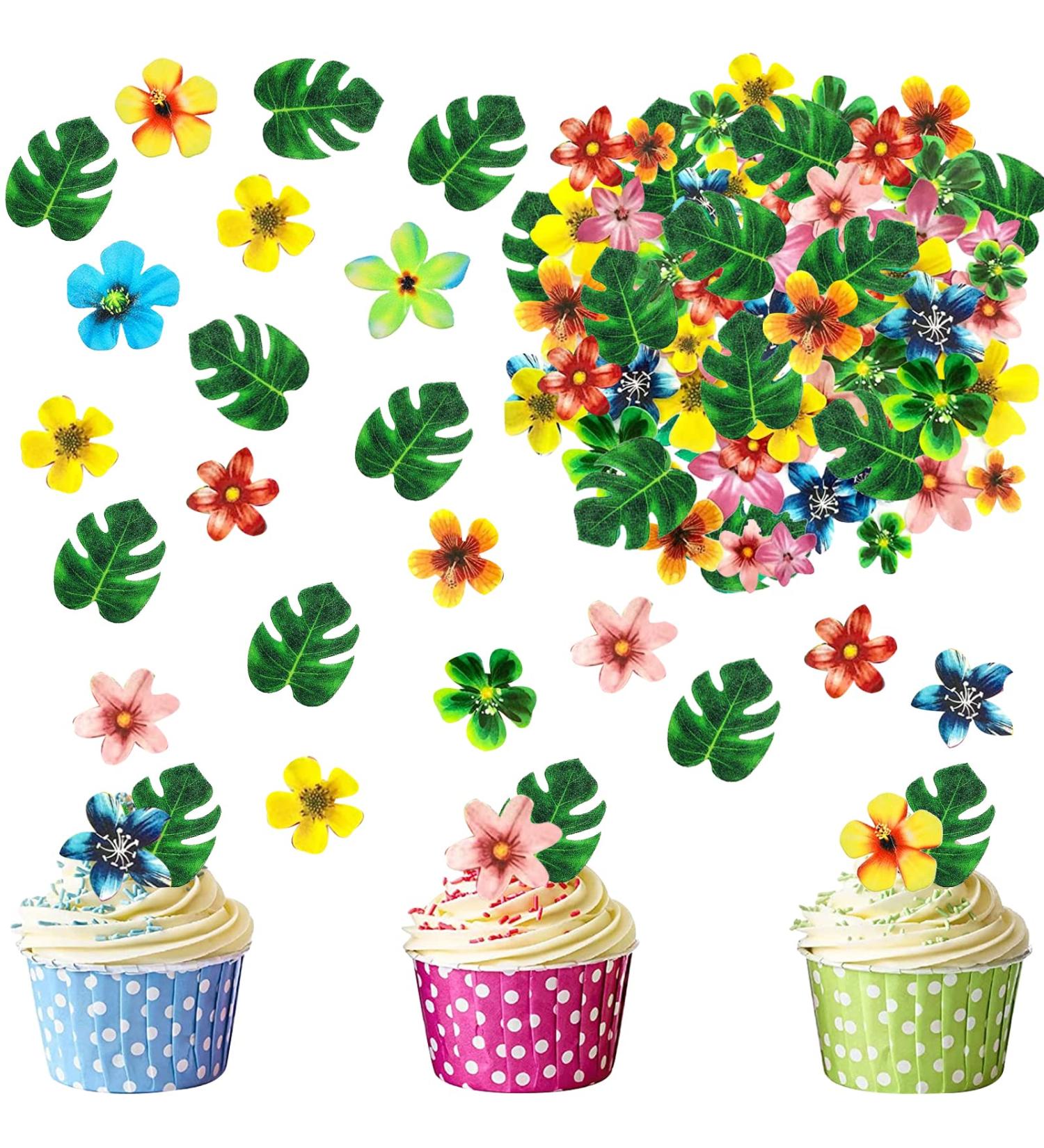 Buy Catelves 80 Pieces Edible Cake Decorations - Tropical Flowers for Wedding & Hawaii Jungle Theme - Buy Online on GoSupps.com
