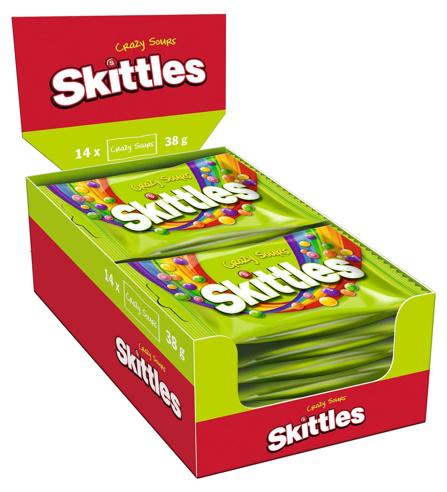 Skittles Crazy Sours 14 Pack | Vegan American Football Snacks | Flavors: Orange Lime Lemon | International Shipping - Buy Online on GoSupps.com
