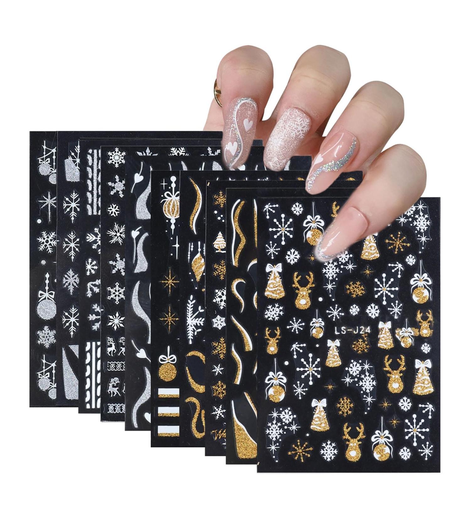 Christmas Nail Stickers 10 Sheets Christmas Nail Art Stickers & Decals Self-Adhesive (Christmas Nail Stickers B) - Buy Online on GoSupps.com