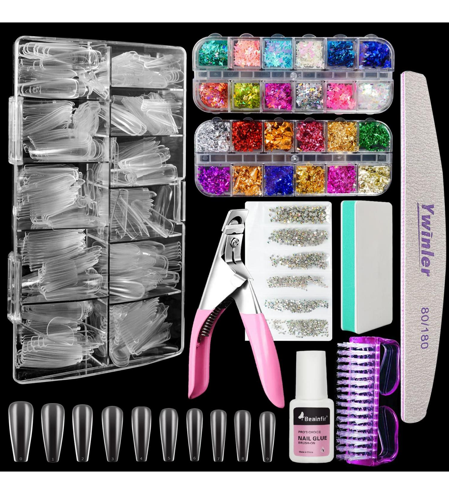 500 Ballerina Nail Tips - Press-On Gel Nails Set with Glue Clipper & Art Supplies | Perfect for Nail Art & Designs - Buy Online on GoSupps.com