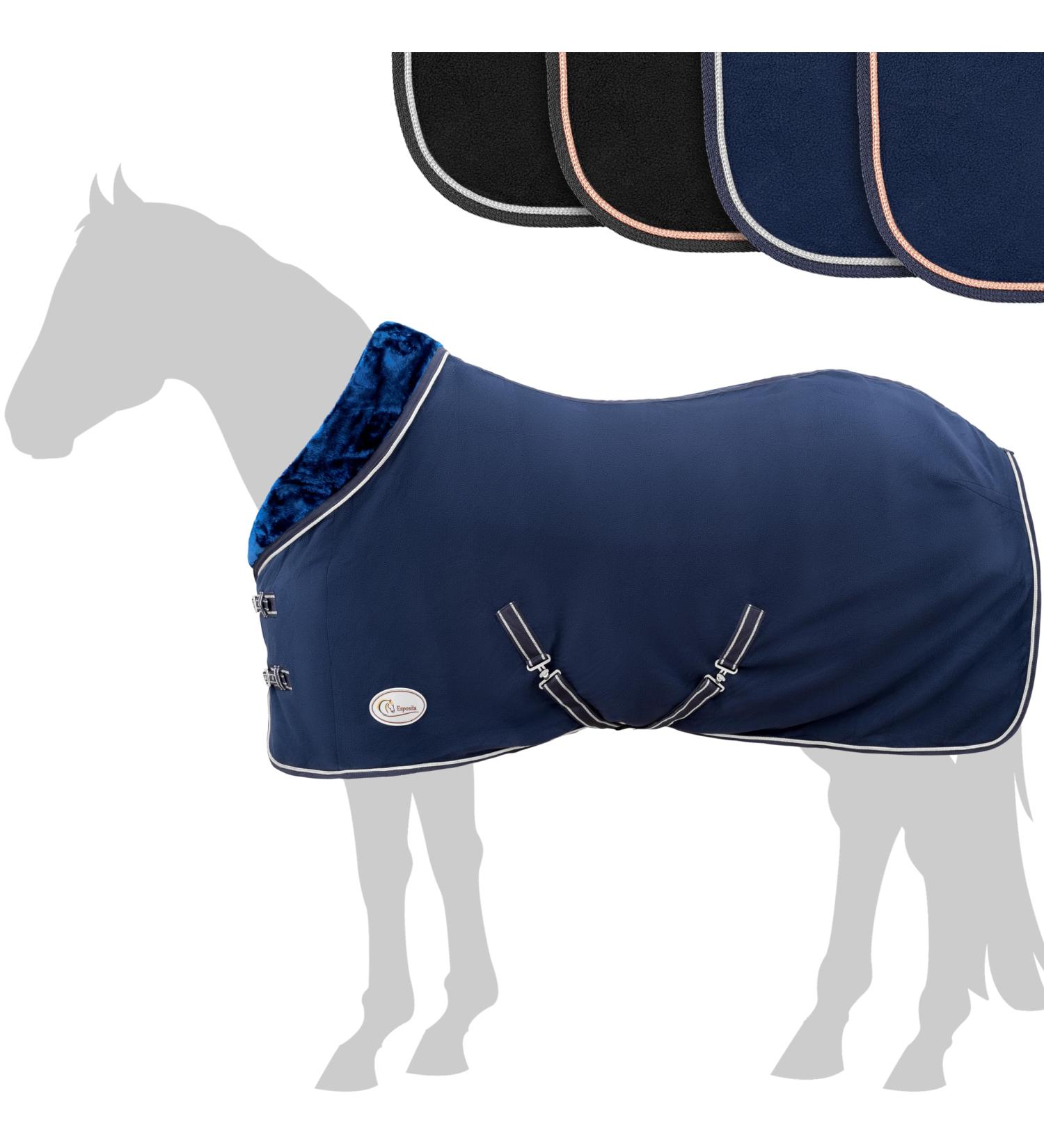 Esposita Champion Edition Sweat Blanket with Fur Collar - Navy-Silver 165cm | Fleecedecover & Ornamental Piping - Perfect for Equestrian Shows - Buy Online on GoSupps.com