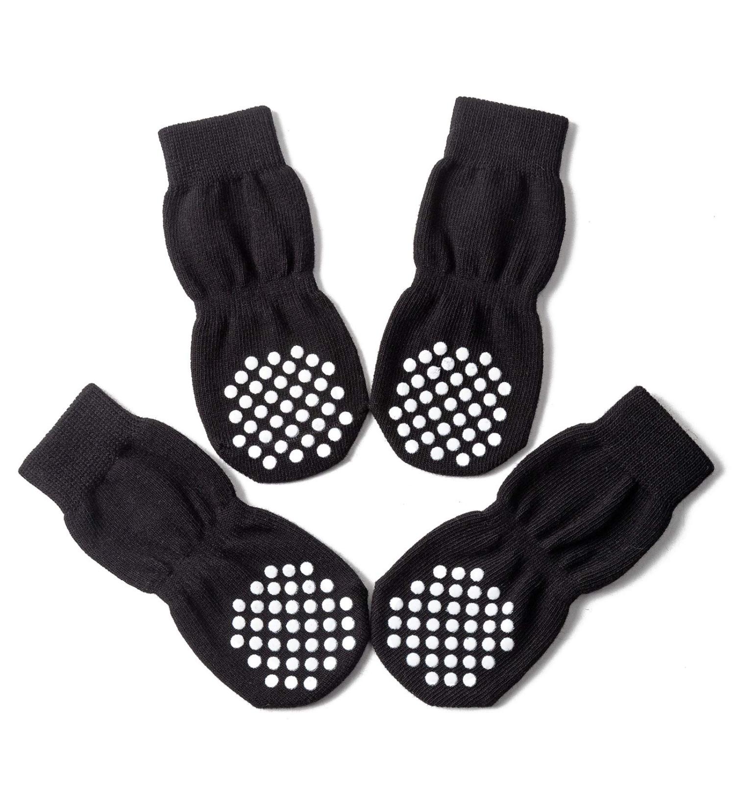 AKOPAWON Anti-Slip Socks for Dogs & Cats - 4-Piece Paw Protection Rubber Reinforcement Sizes S-5XL for Pets 1-36kg+ - W-Black 3XL - Buy Online on GoSupps.com