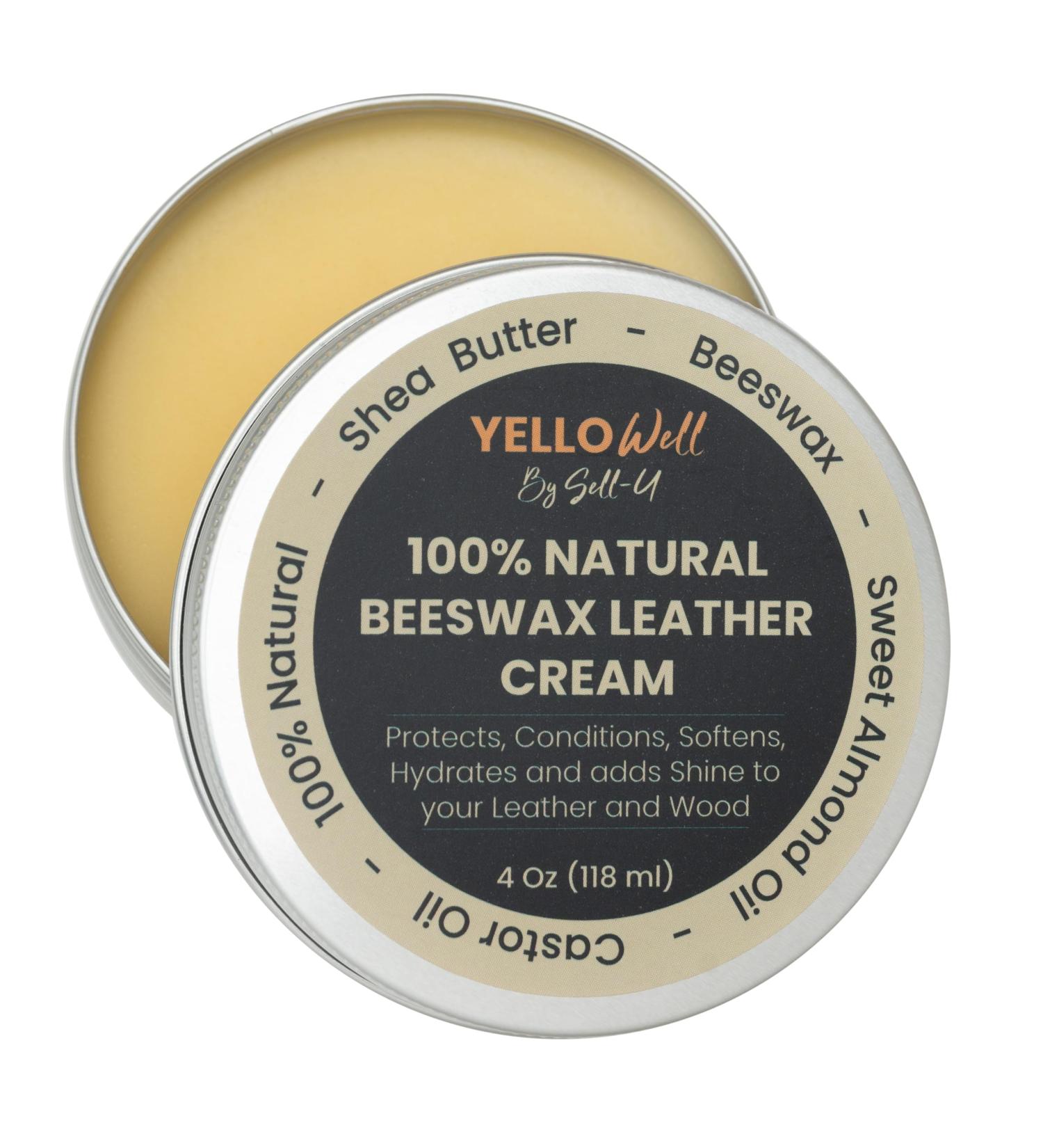 Buy Yellowell Natural Beeswax Leather Cream | 4 oz | Restore Soften & Protect Leather | Beeswax Shea Butter Almond & Castor Oil - Buy Online on GoSupps.com