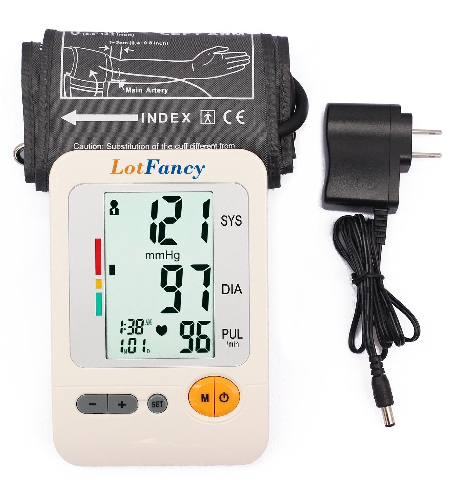 LotFancy Blood Pressure Monitor - Accurate Digital BP Gauge with Large Cuff (11.8-16.5") | Dual Power 120 Readings Memory Large LCD Display - International Shipping Available - Buy Online on GoSupps.com