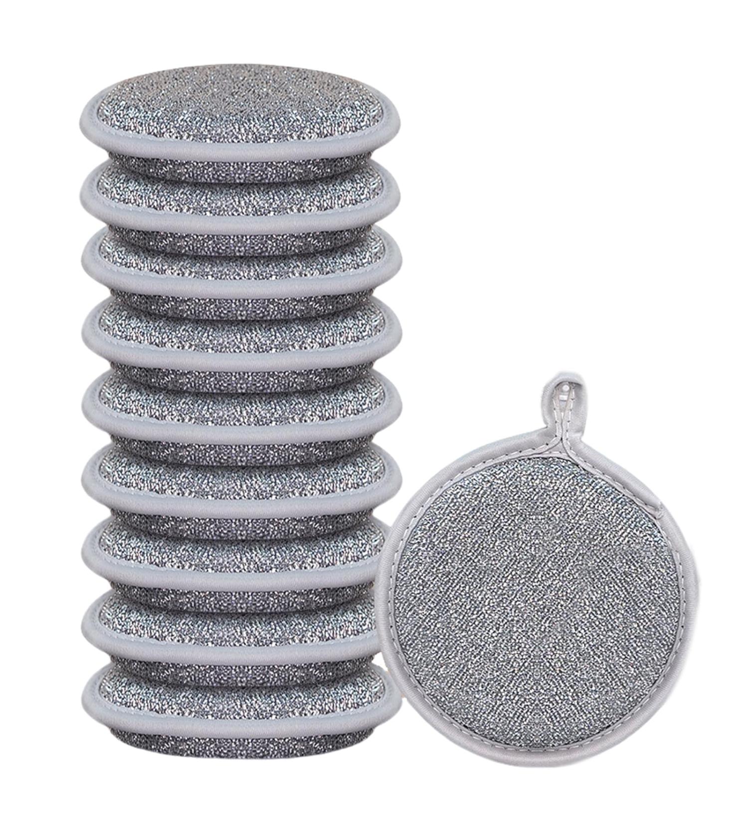 Tainrunse Sponge Wire Dishcloths Double-ply Cleaning Pads 5/10 Pcs Dishwashing Rags for Wet Dry Multipurpose Double-sided Non Scratch Dishcloth Silver 5pcs 5pcs Silver - Buy Online on GoSupps.com