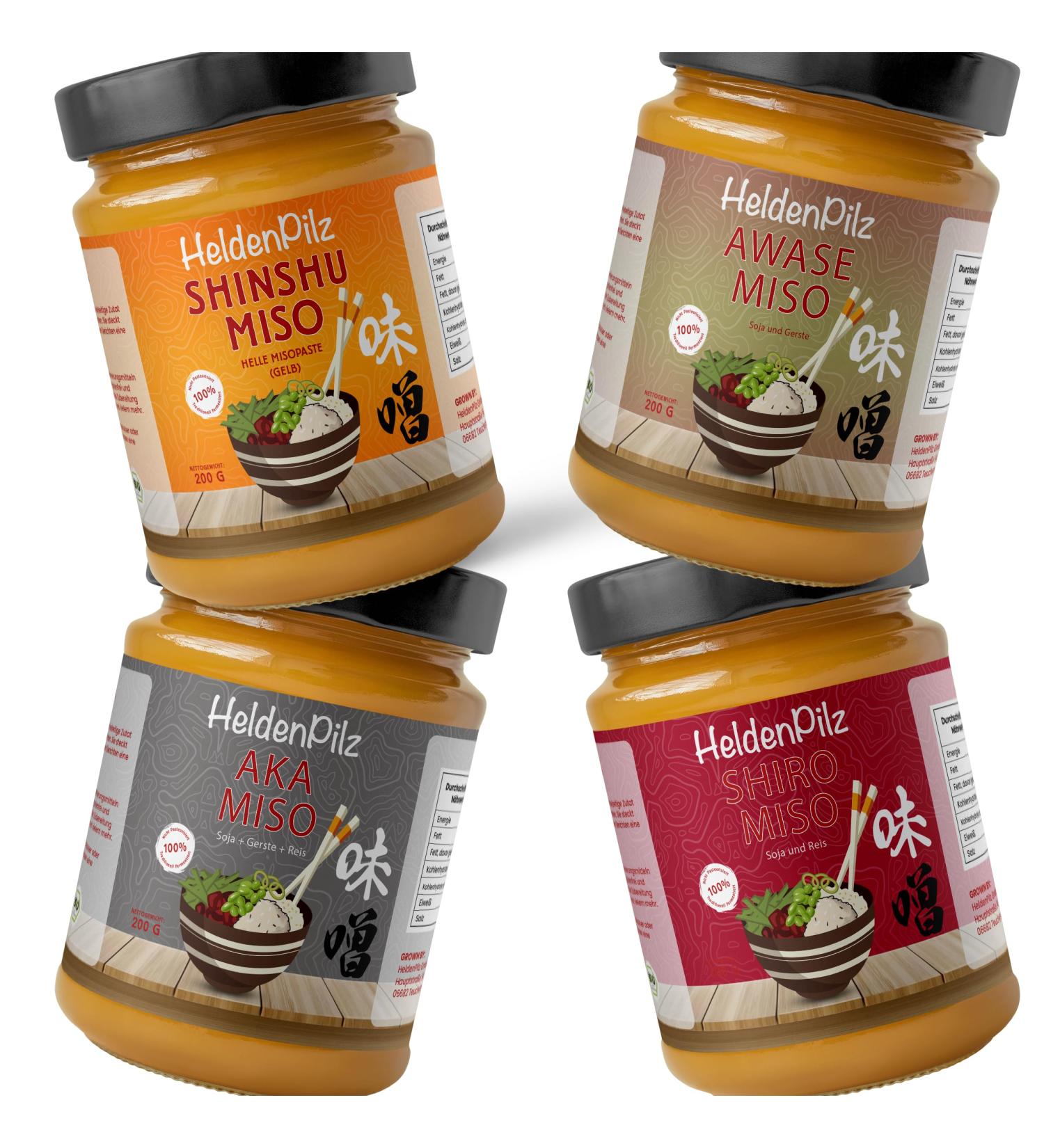 Helden Mazilz Miso Trial Package - 4 Varieties of Unpasteurized Miso Paste | Organic & 100% Natural Ingredients | Eco-Friendly Packaging - Buy Online on GoSupps.com